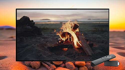 Sandy Beach Bonfire Glow - Transforme sua TV Fire e seu tablet em um refúgio litorâneo relaxante - S