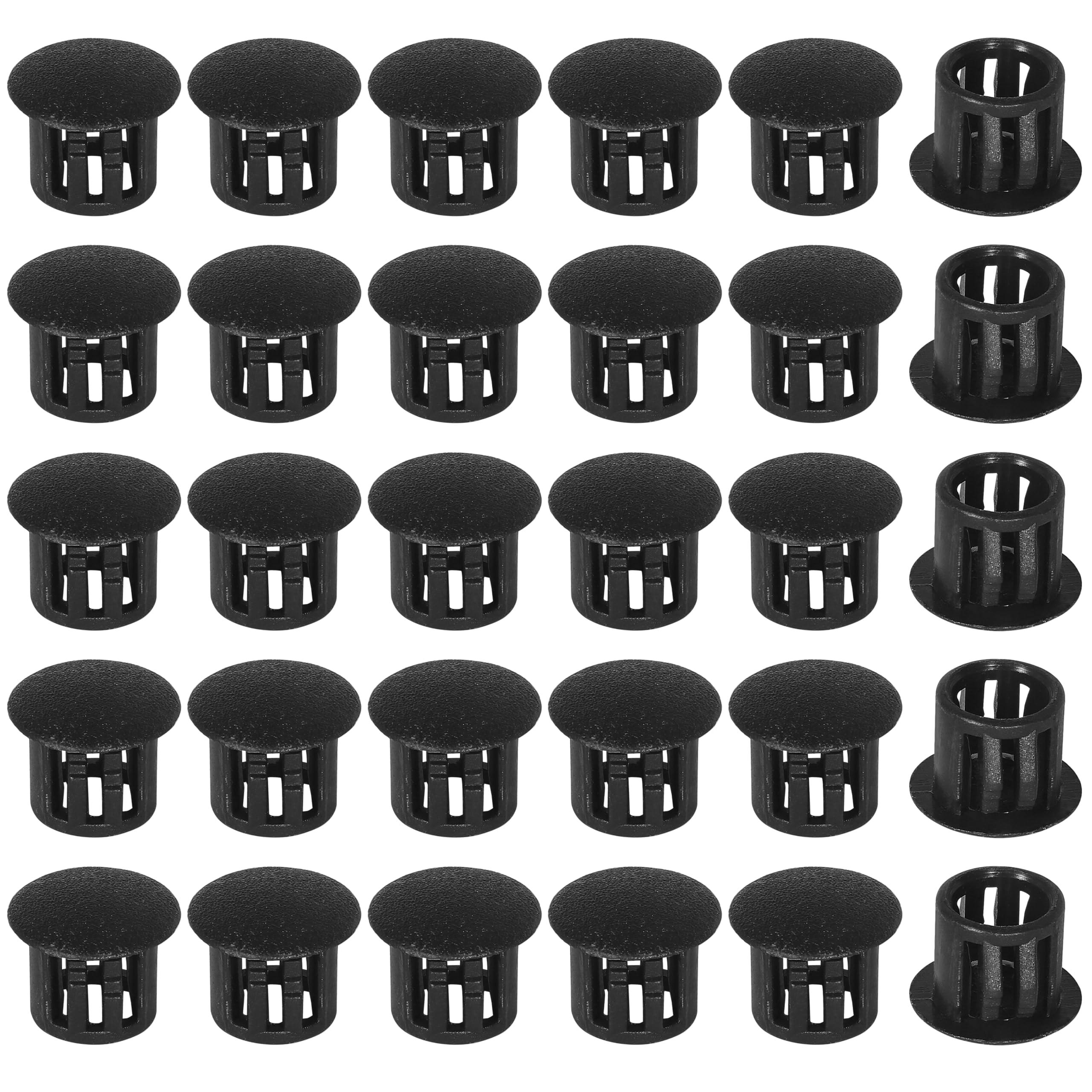 10mm Plastic Hole Plugs - Masendelk Snap-in End Caps - Black - 60pcs