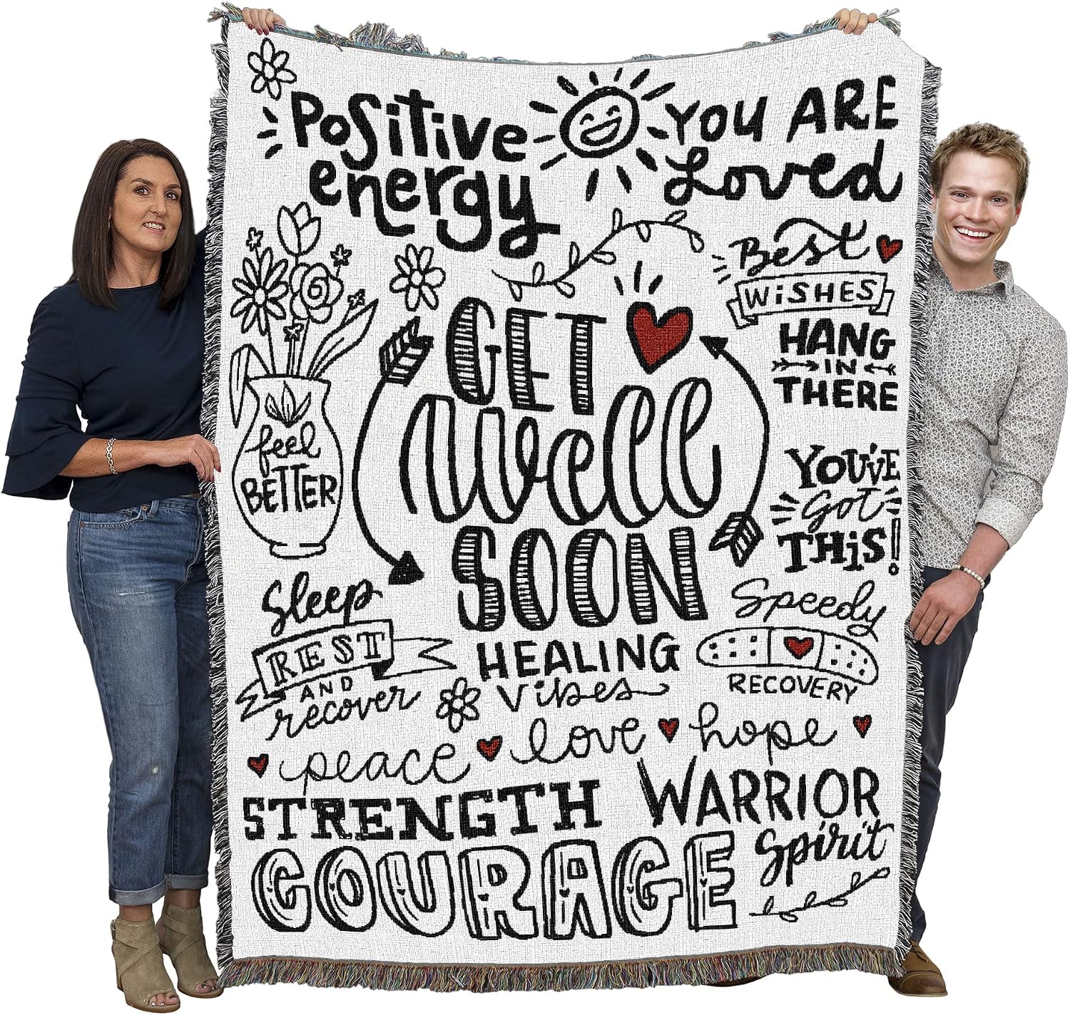 Pure Country Weavers Get Well Soon 2 Blanket - Gift Tapestry Throw Woven from Cotton - Made in The USA (72x54)