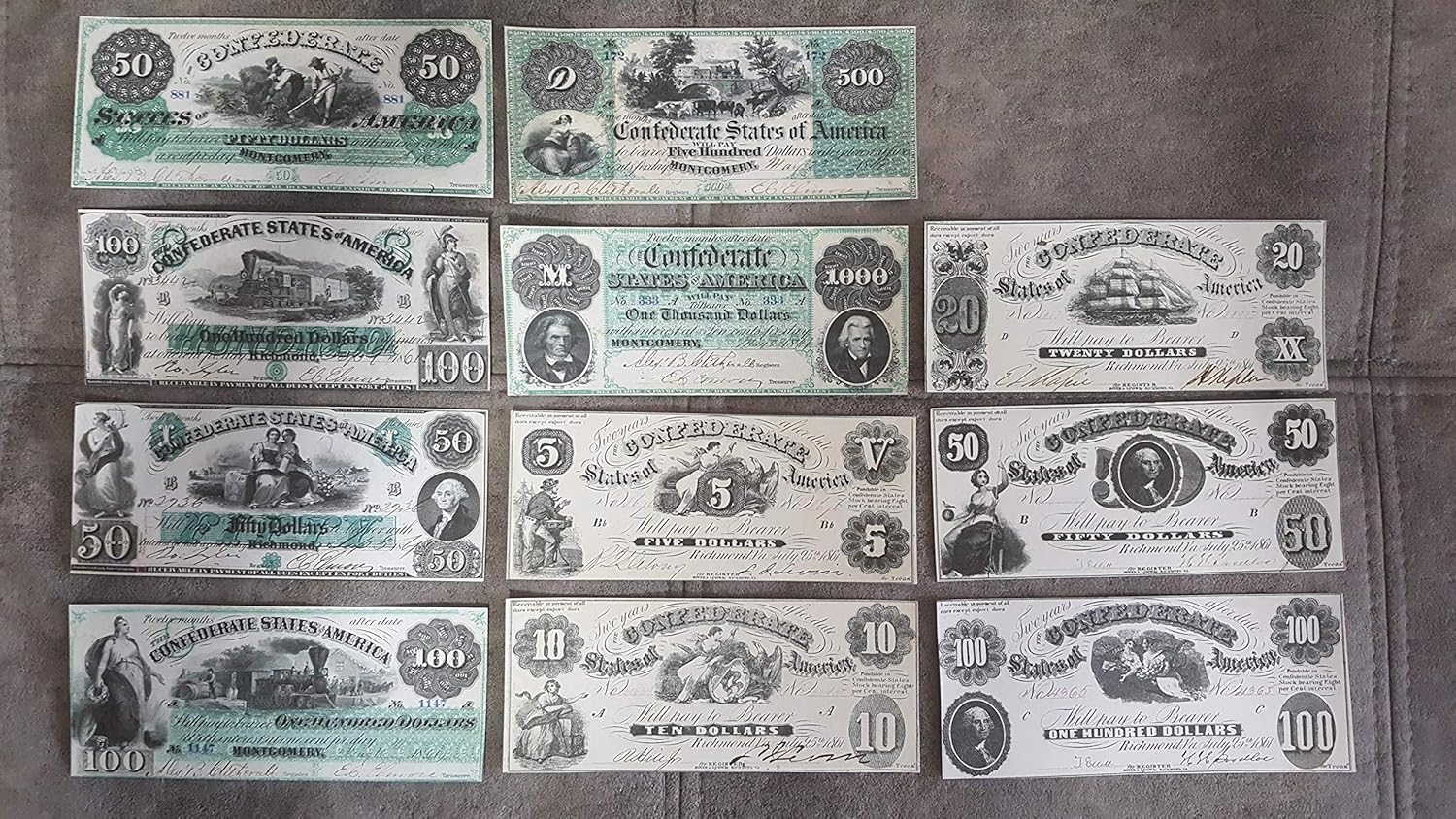 Reprint with W/M United States Confederate States 1861