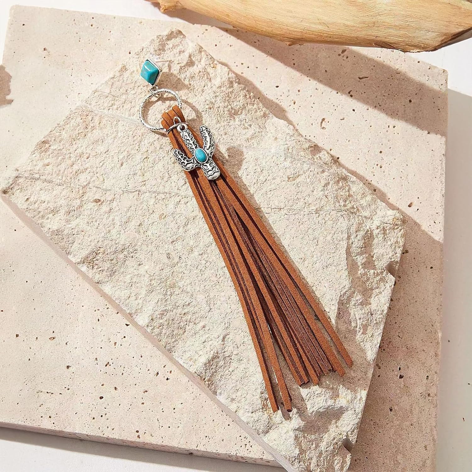 HETICA Bohemian Fringe Earrings for Women Turquoise Stone Cactus Charm Dangle Earrings Jewelry Gift for Birthday Anniversary - Image 2