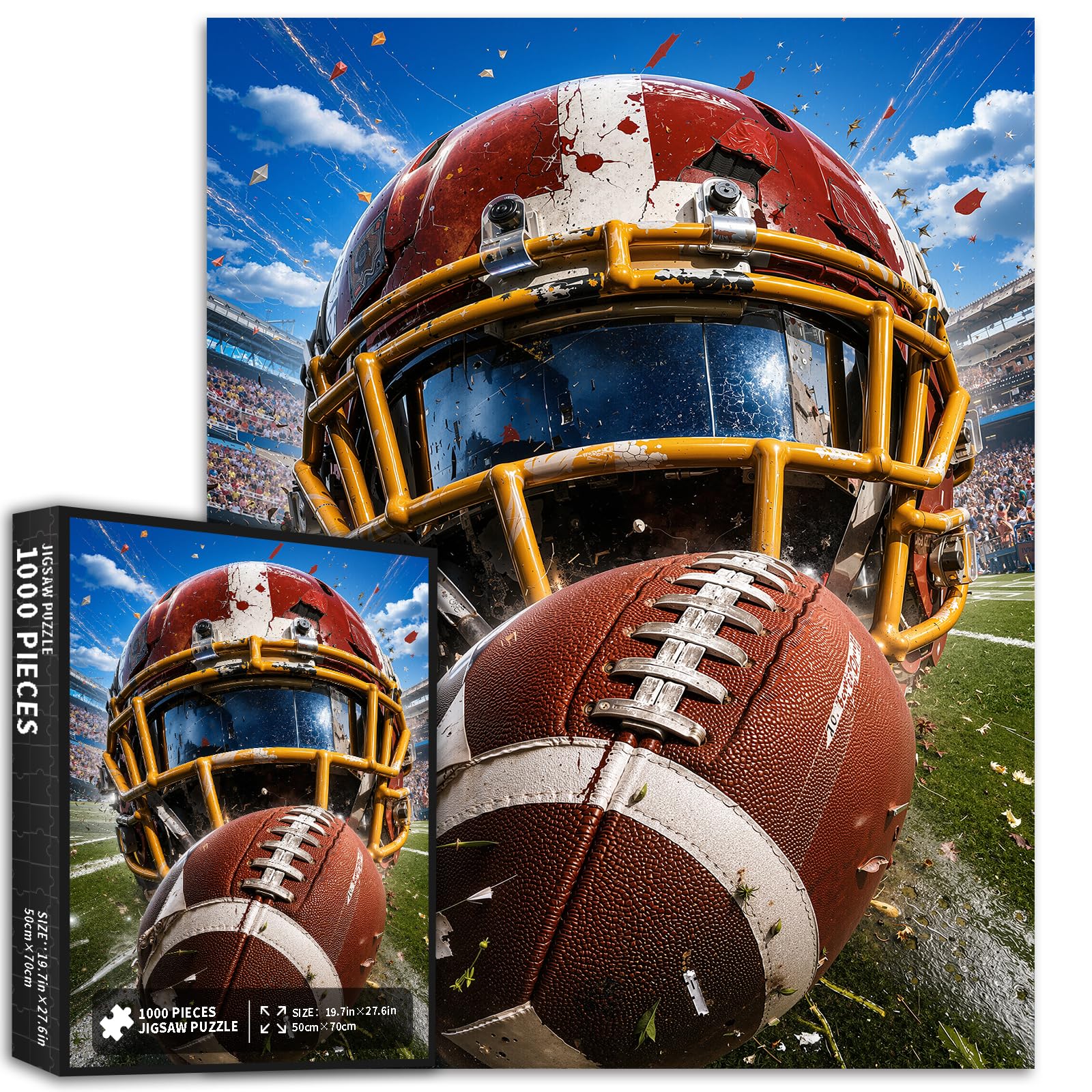 American Football Helmet Puzzle 1000 Pieces Stadium Scene for Adults