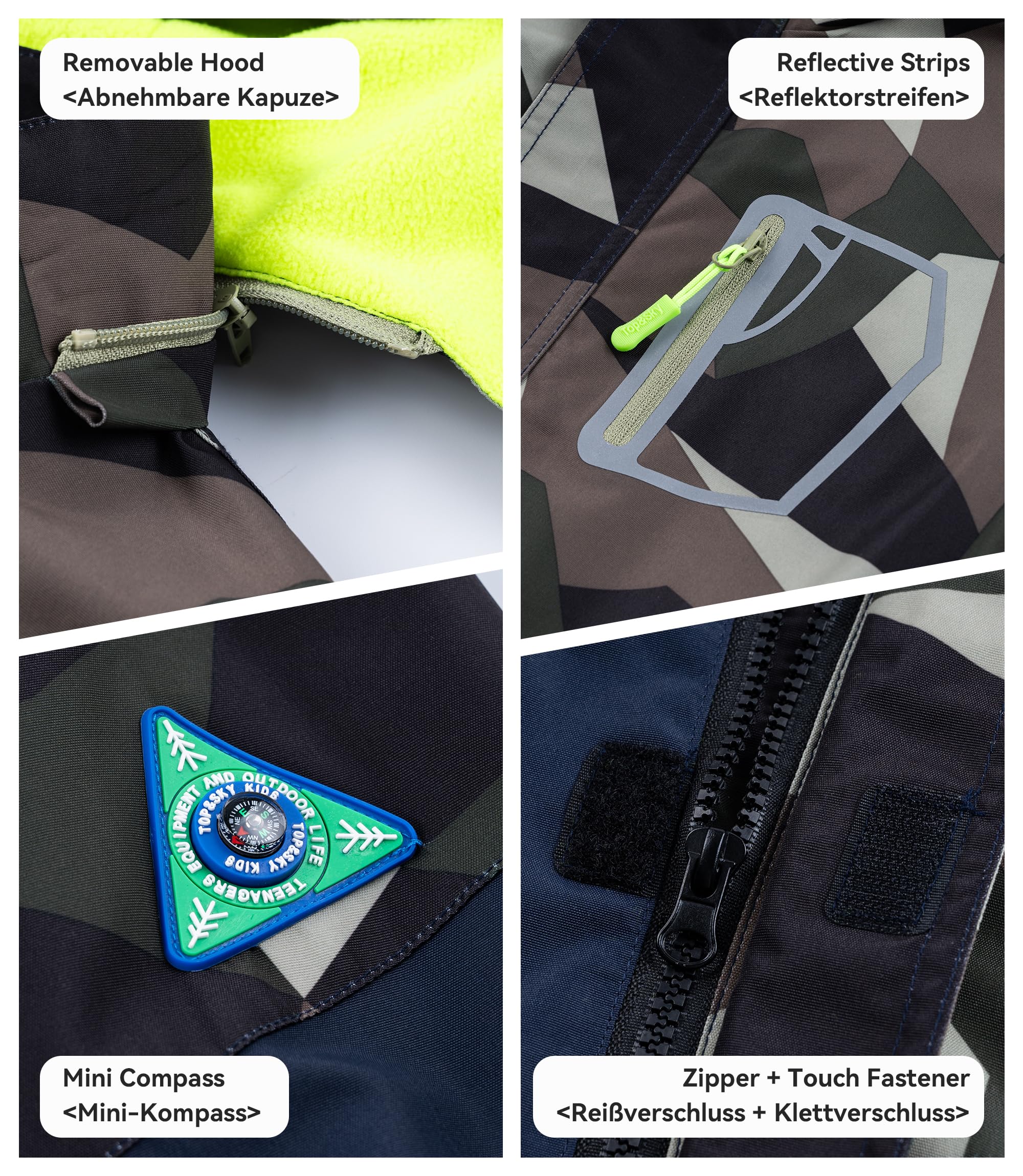 Coupe Vent Imperméable Doublé Polaire Garçon Camouflage
