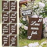 Stofinity Rustic Wedding Aisle Signs - Set Of 8, 1 Corinthians 13 Wooden Wedding Decor Signs