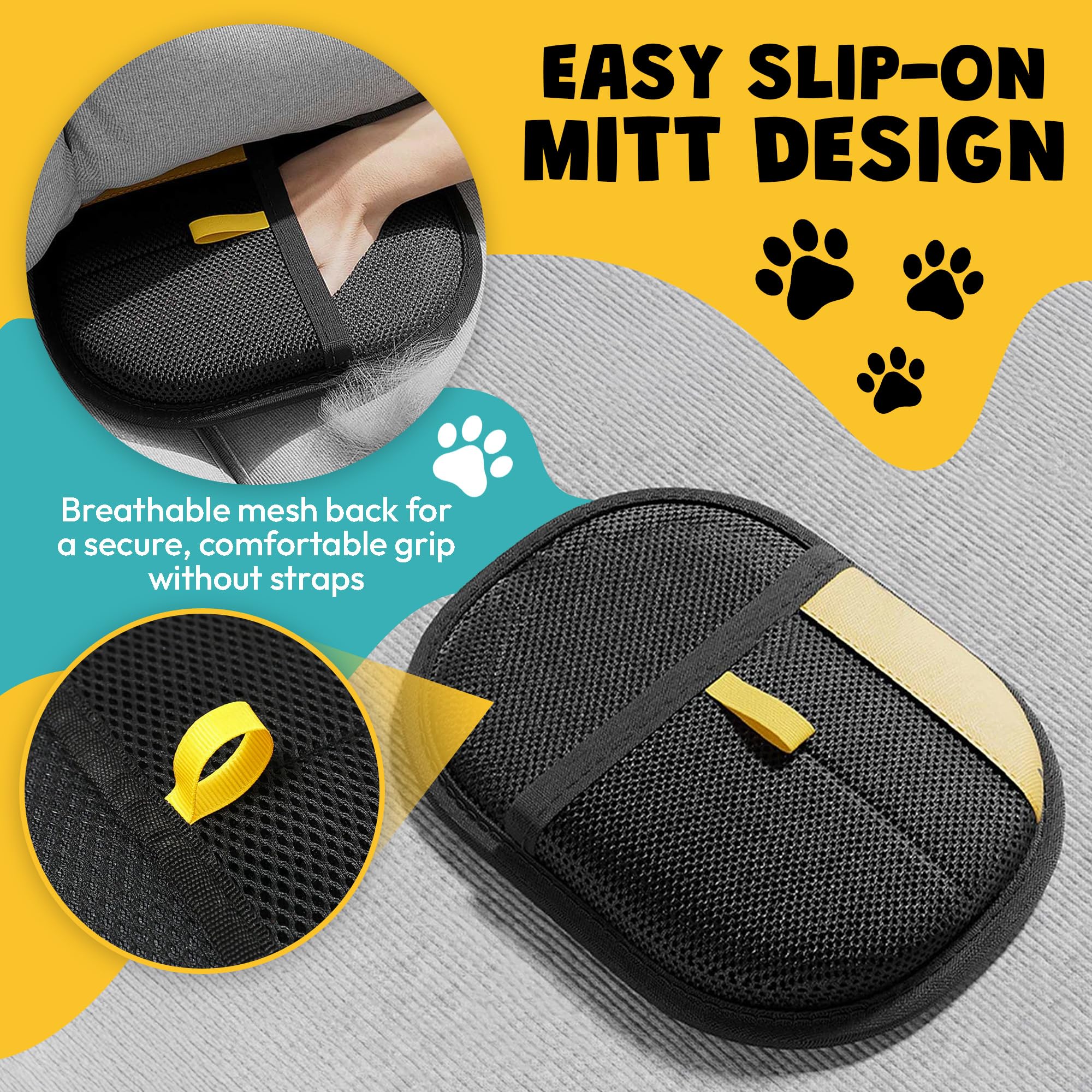 Kit di guanti elettrostatici per la rimozione dei peli di animali domestici, confezione da 2 guanti per la rimozione della pelliccia, per cani e gatti, 1 guanto grande e 1 mini guanto