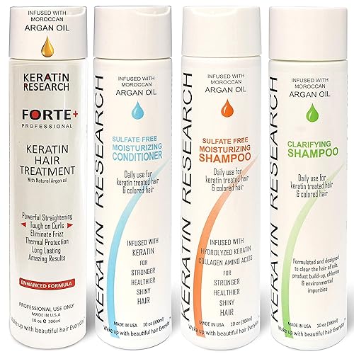 Keratin Research Forte Complex - Juego de 4 botellas de tratamiento para alisar el cabello con queratina brasileña 300 ml sin sulfato conjunto de Keratin Research Forte Complex - Juego de 4 botellas de tratamiento para alisar el cabello con queratina brasileña 300 ml sin sulfato conjunto de