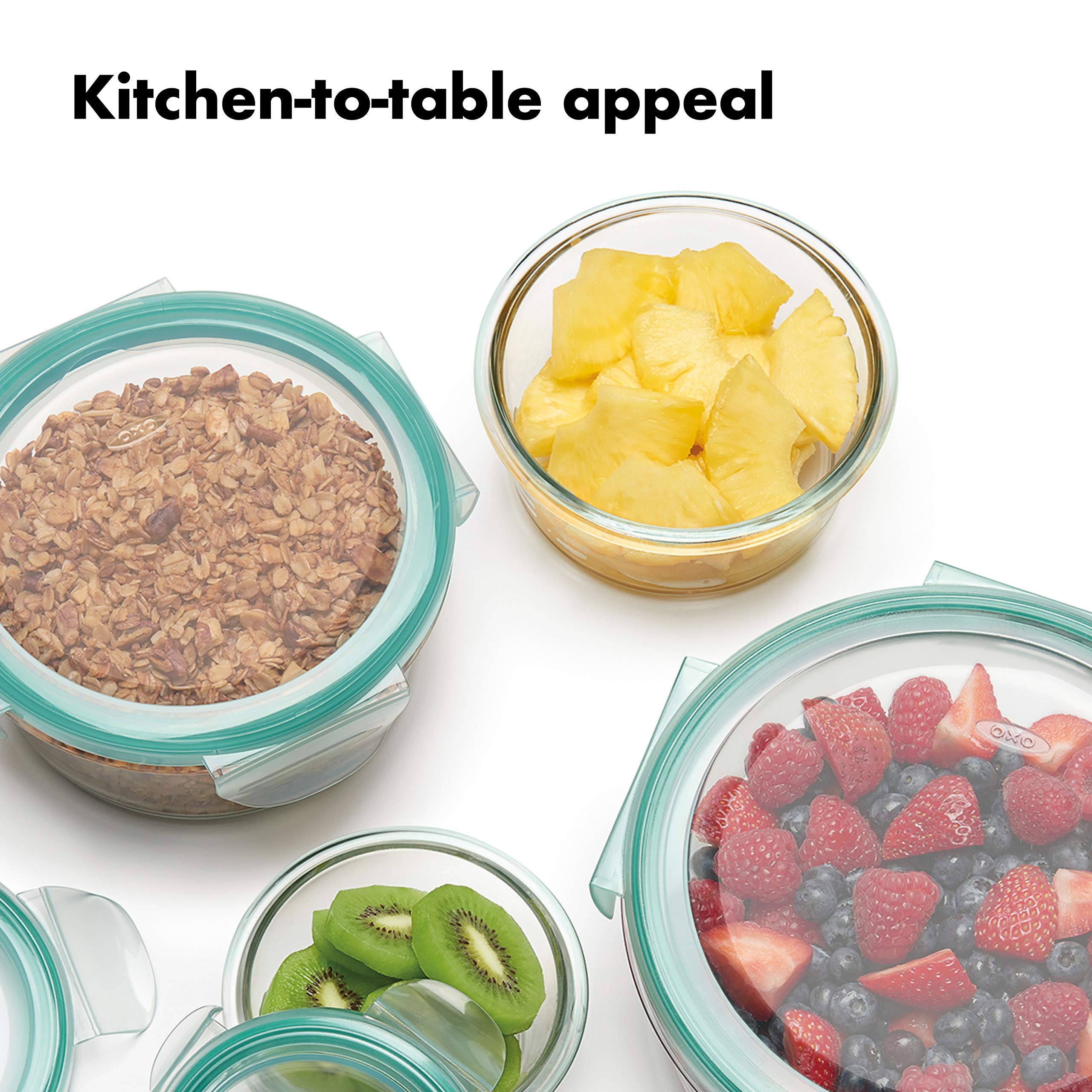 OXO Good Grips 30 pezzi molle a chiusura ermetica in vetro e contenitore in plastica per alimenti, set 8-piece Round