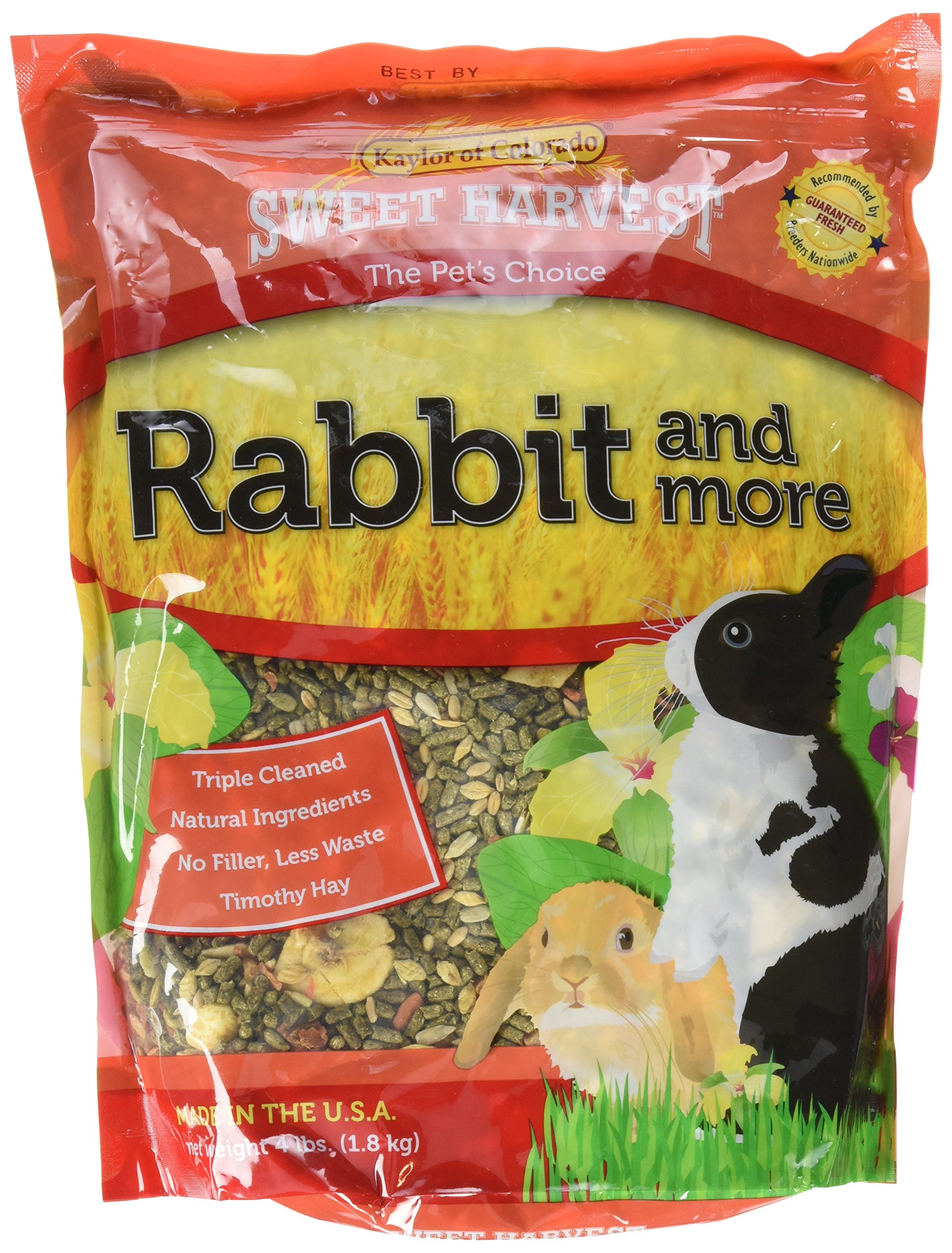 Sweet Harvest Rabbit Food, Premium Timothy Hay Pellets with Added Specialty Ingredients, 4 lbs Bag