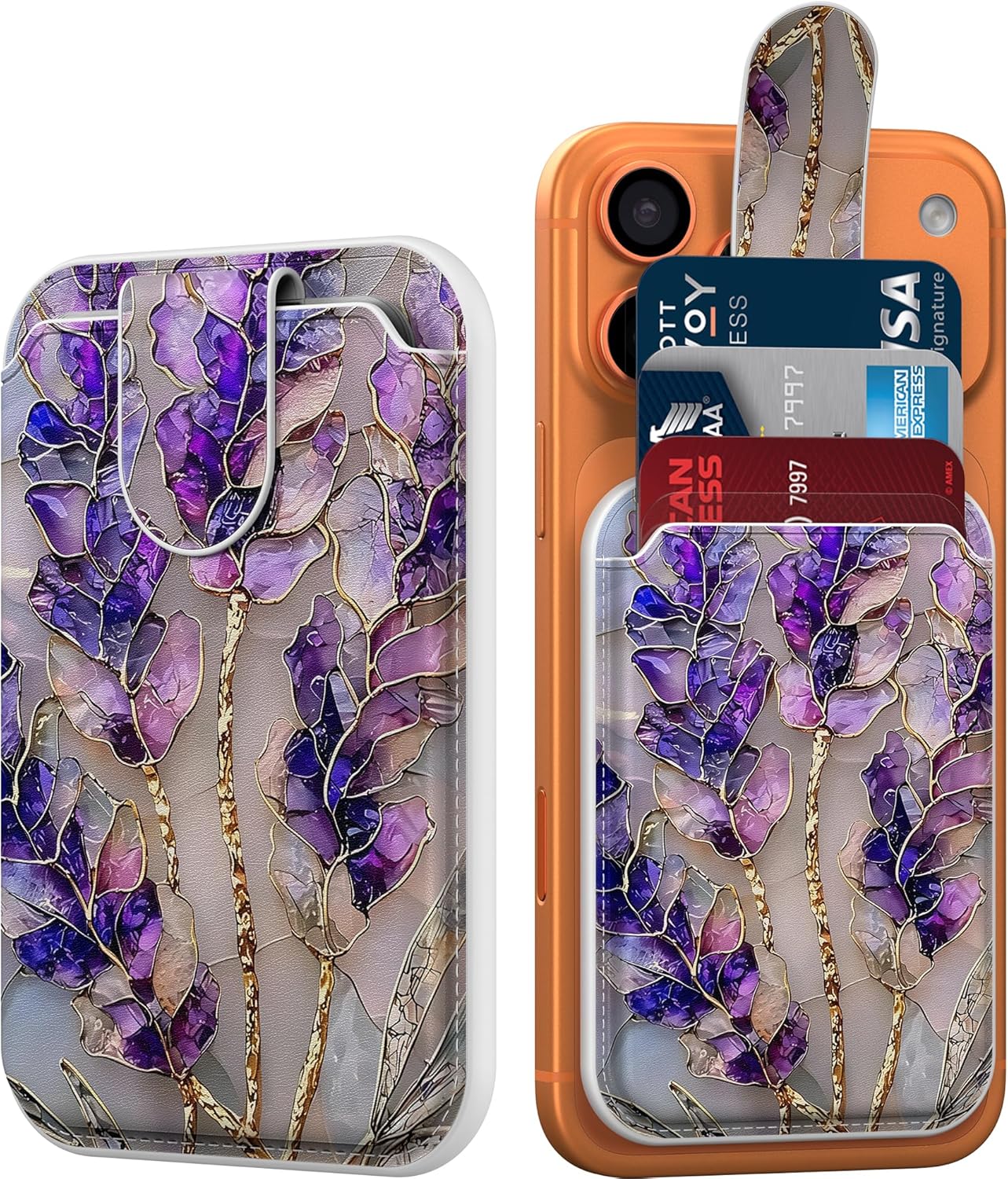 DEENAKIN for MagSafe Wallet, 3 Card Holder With RFID Blocking, Slim Magnetic Wallet for iPhone 17/16/15/14/13/12 Series and Samsung Phone with Cute Trendy Designs, Lavender