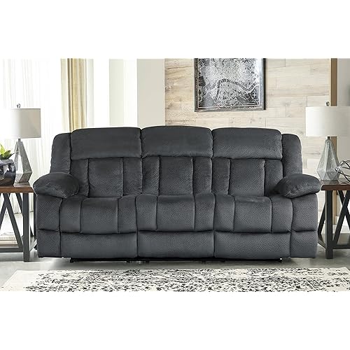 Lexicon Neuport Wall-Hugger Manual Double Reclining Sofa, Charcoal