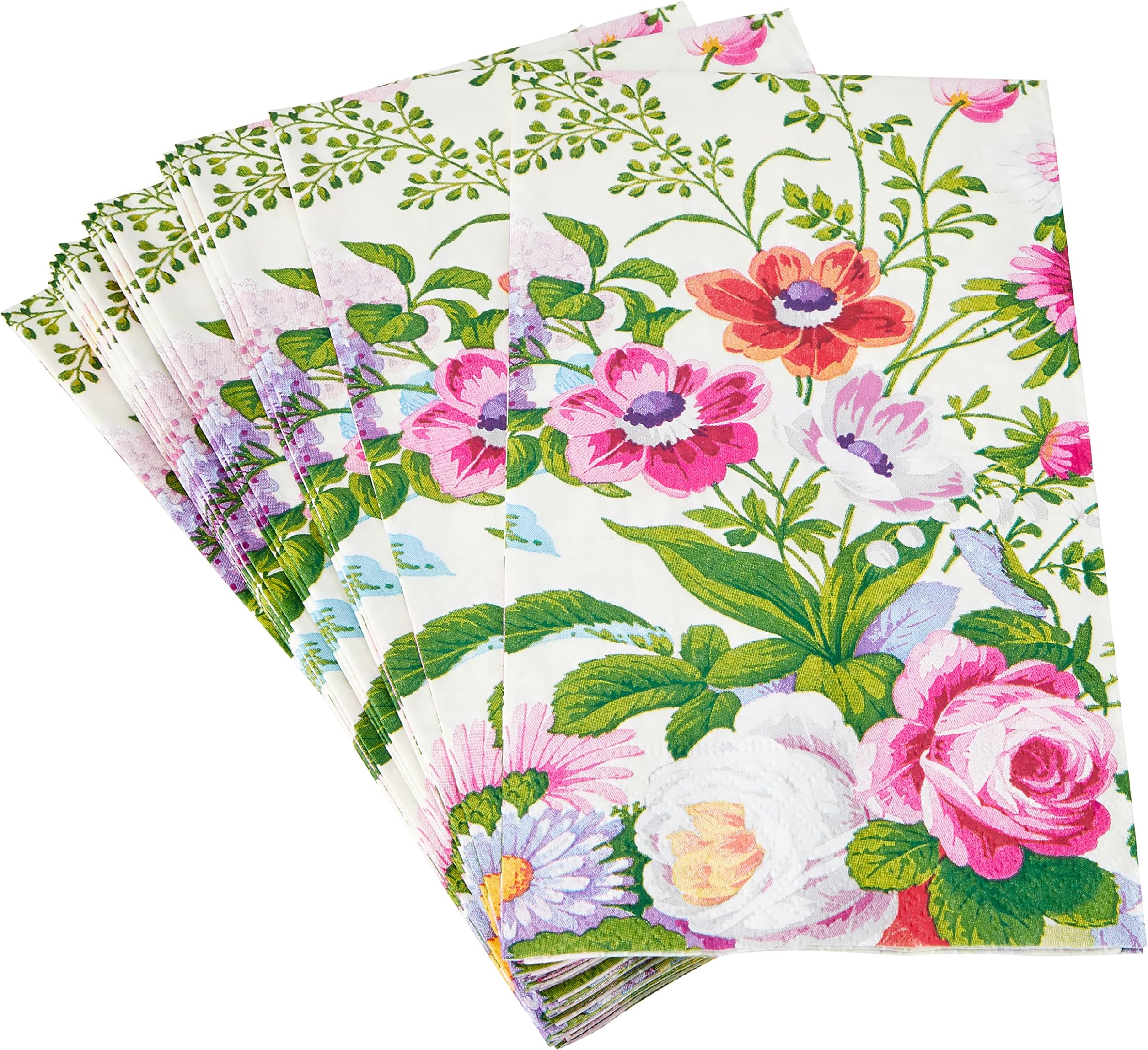 CaspariEntertaining with Edwardian Garden Ivory Guest Towel, Paper, Multi-Colour, 11 x 20 x 3 cm