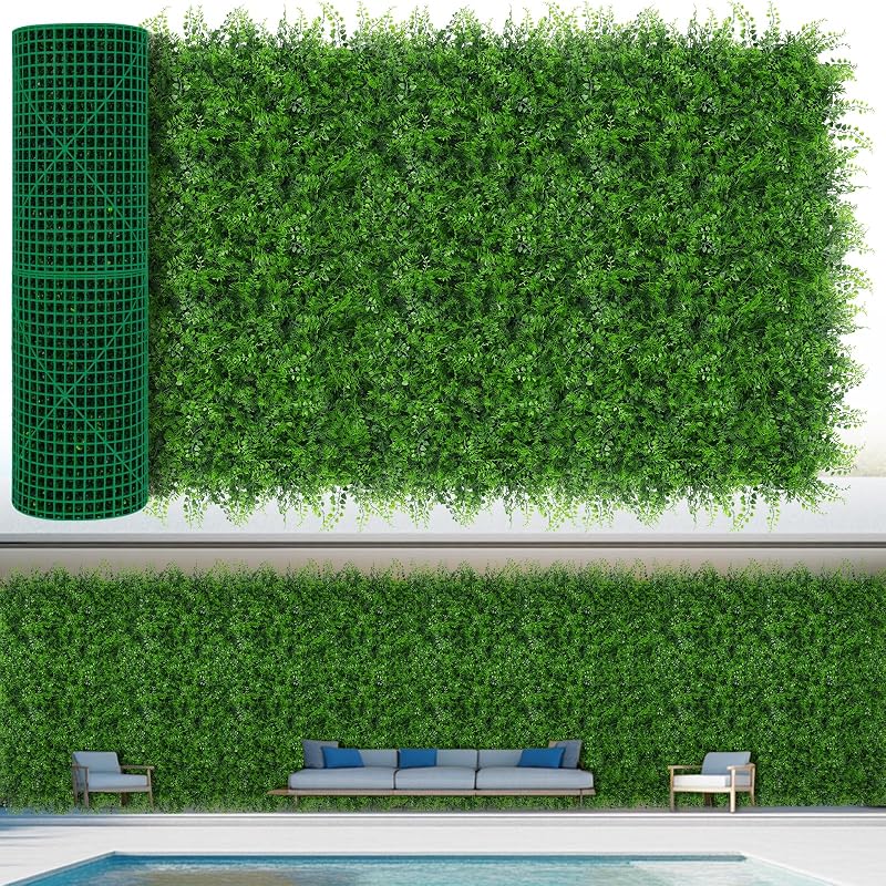 Artificial Grass Wall Panels,40"x120" (33.33 SQFT) Boxwood Roll | UV-Anti Fake Plant Wall, Faux Greenery Backdrop, Green Grass Wall Decor, Evergreen Hedge for Outdoor Indoor Patio Garden