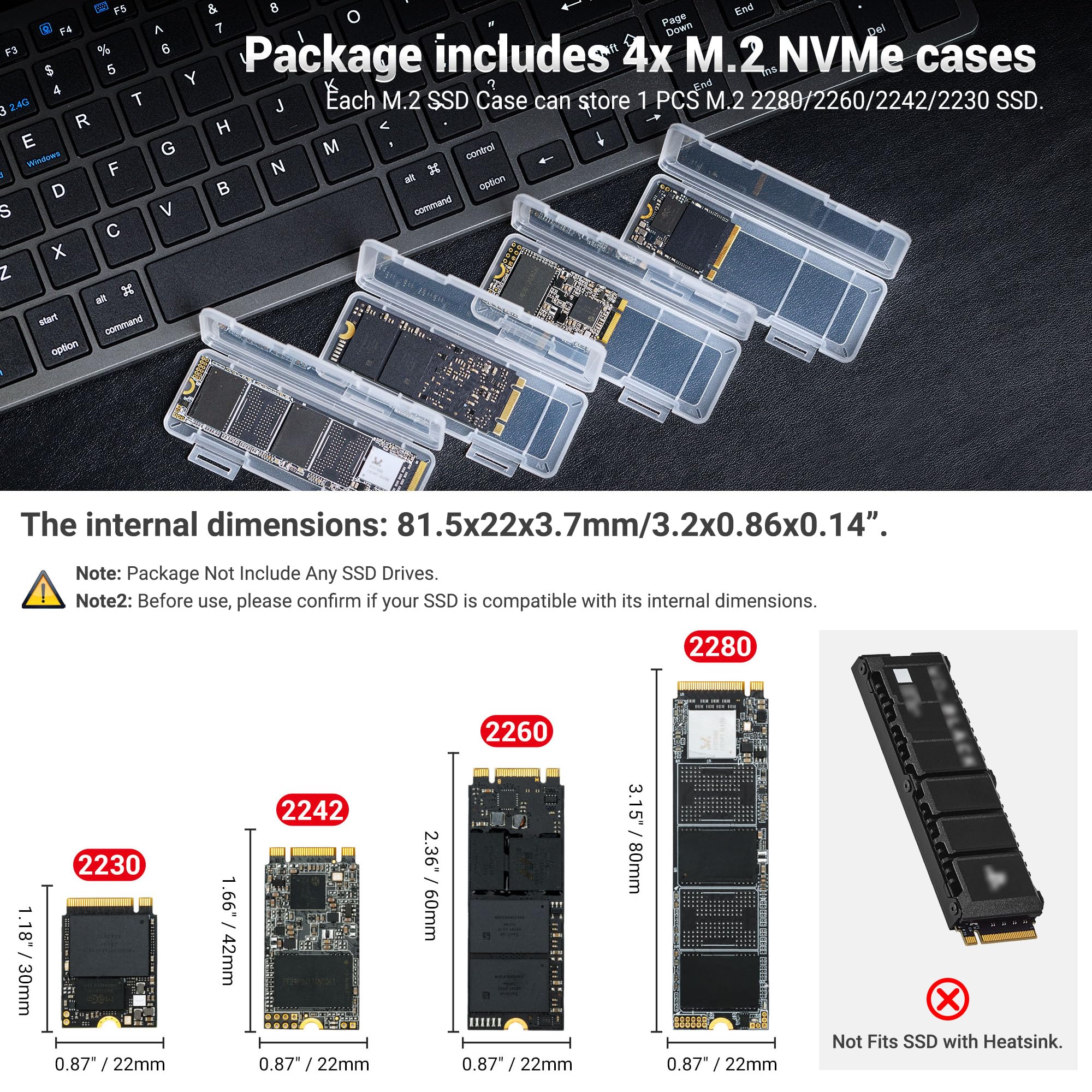 Amazon.com: 4PCS Clear Plastic M.2 2280 2260 2242 2230 SSD Case