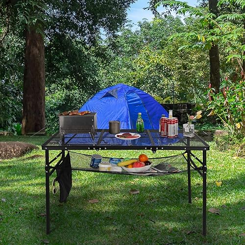 Miniatura 88 de REDCAMP Mesa plegable de 36 x 24 pulgadas para exteriores, mesa de parrilla ligera y portátil de aluminio de metal para exteriores con patas de Negro