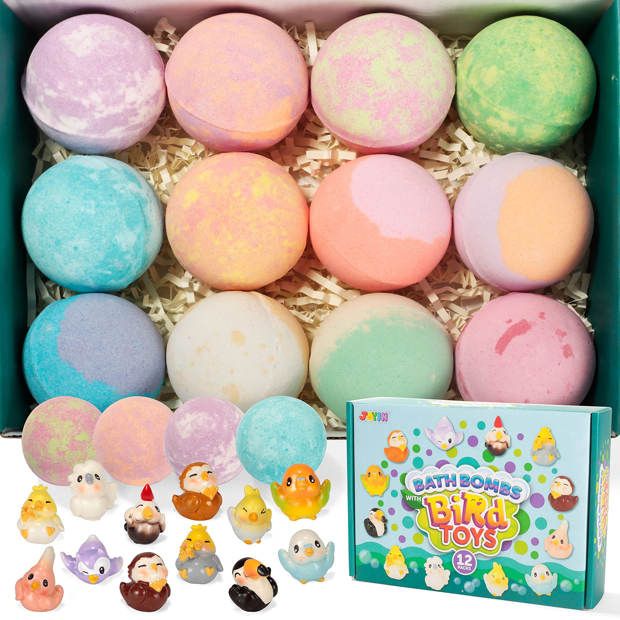 Bath Bomb with Bird Figure, 12 Pcs Bubble Bath Bombs Bubble Bath with Cute Birds Figures