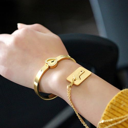 Miniatura 2 de Uloveido Collar con dije de llave de escudo y pulsera con candado para niñas, niños, pareja, collar, pulsera para hombres y mujeres, regalo
