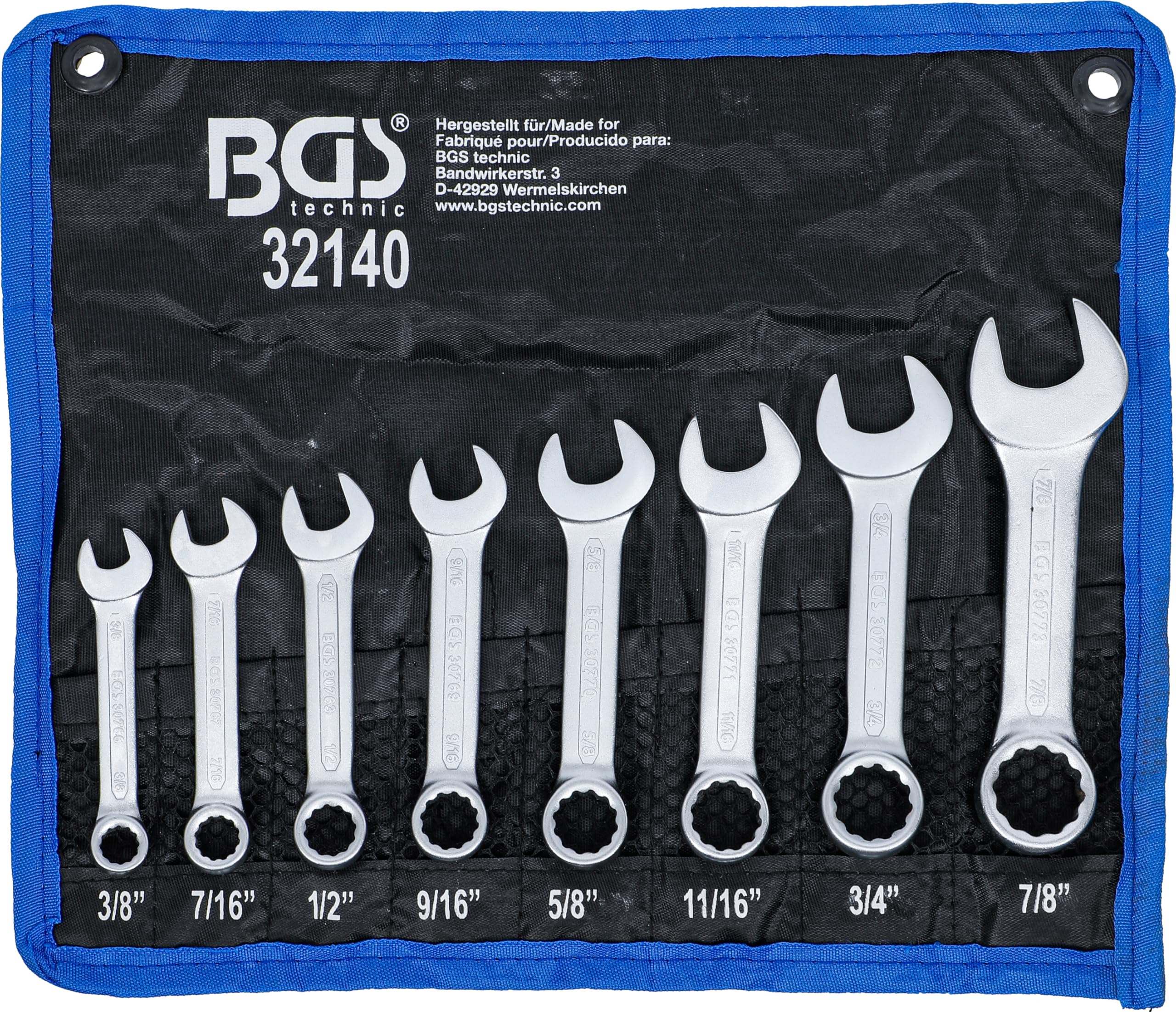 Jeu de clés mixtes en pouces format mini BGS 32140 pour tuyauterie et auto
