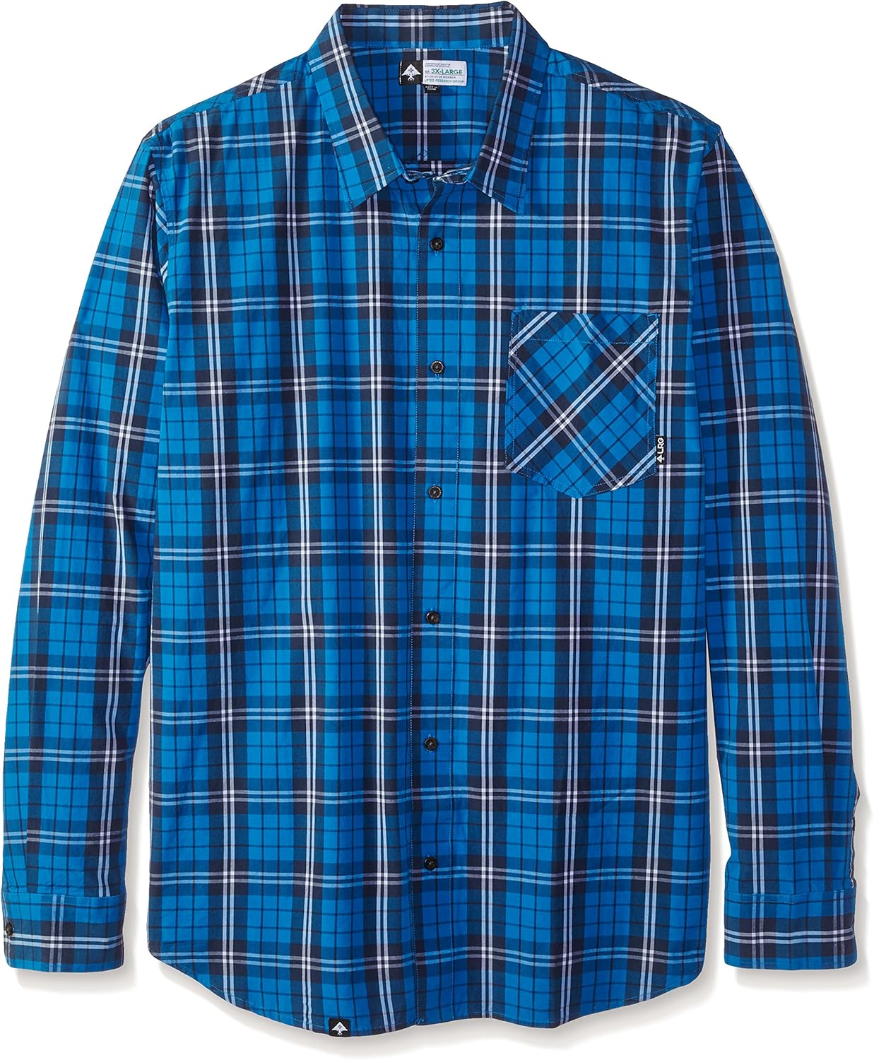 LRG Men's Research Collection Long Sleeve Poplin Plaid Woven Big and Tall