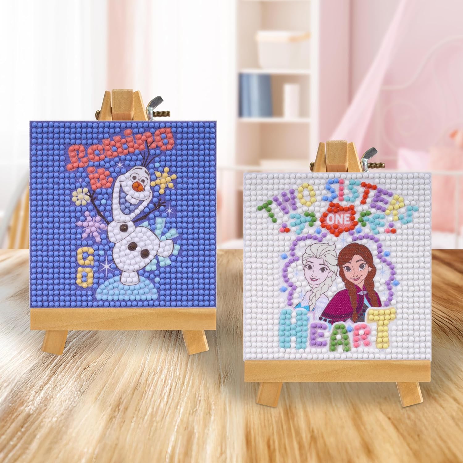 DIAMOND ART CLUB Mini Easels - Two Sisters One Heart Diamond Art Kits | Premium Diamond Painting Kit, Fun DIY Crafts for Adults, Diamond Art Canvas for Beginners, 3.9" x 3.9"