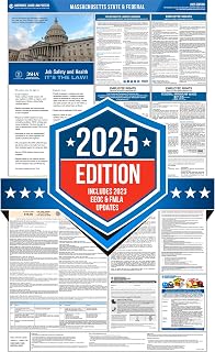 Wall Art Impact 2025 Massachusetts State & Federal Labor Law Poster - [Space-Saving All-in-One Design. Plain Paper-English]