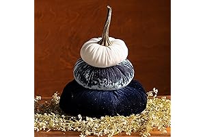 Navy Blue Velvet Stacked Pumpkins