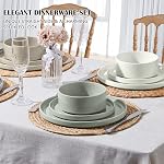 E-far Stoneware Dinnerware Sets, 12-Piece Plates and Bowls Dish Set for 4, Modern Dinning Ware, Chip and Scratch Resistant, Microwave & Dishwasher Safe, Speckled Multicolor