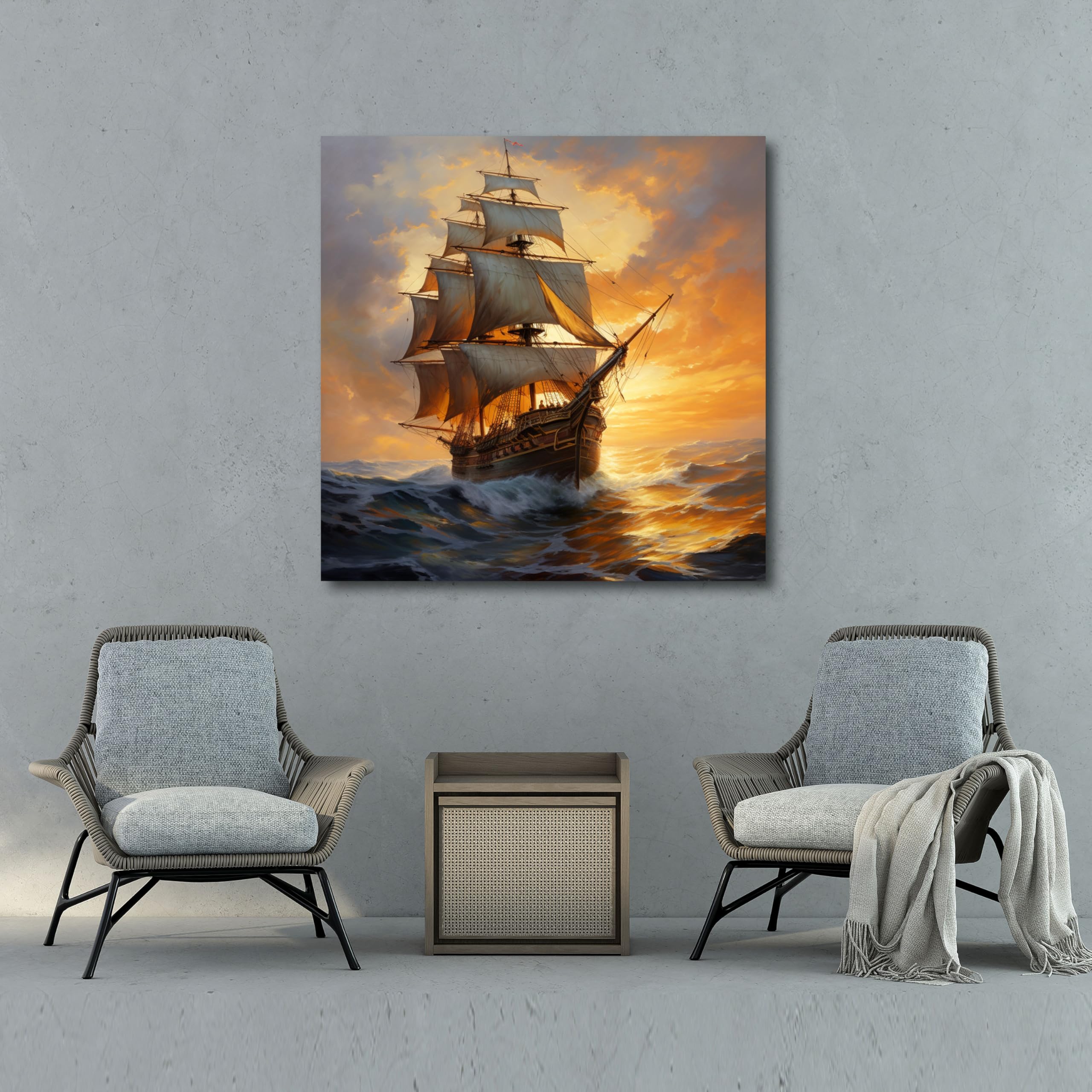 Painted Anarchy Navy Adventure druk na płótnie - granatowy, dekoracja domu, sztuka ścienna, wytrzymałość, 30 cm x 30 cm