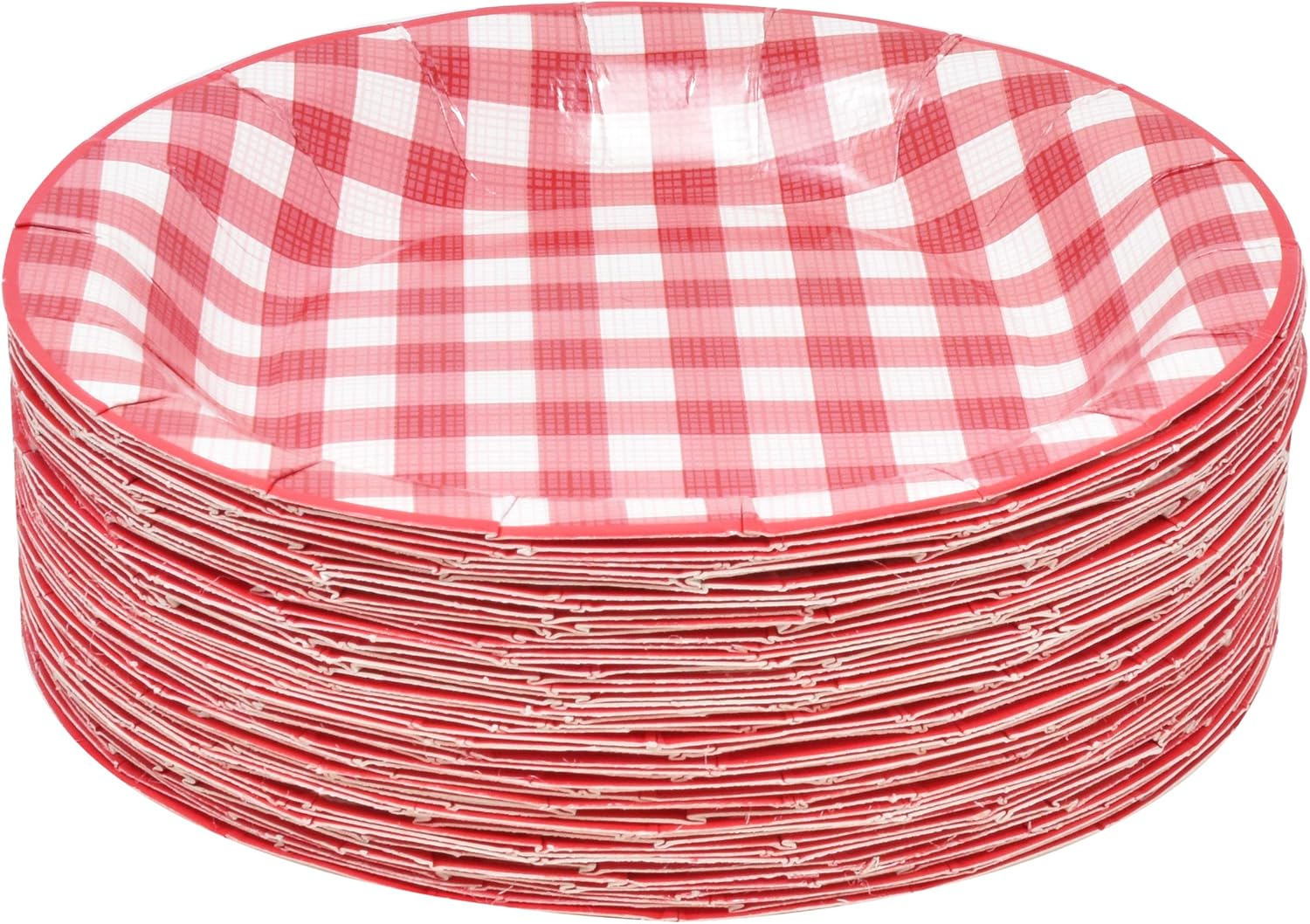 Gift Boutique 200 Pcs Red and White Gingham Party Supplies Set Paper Plate Napkin for Checkered Plaid Picnic BBQ Birthday Disposable Dinnerware Serve 50