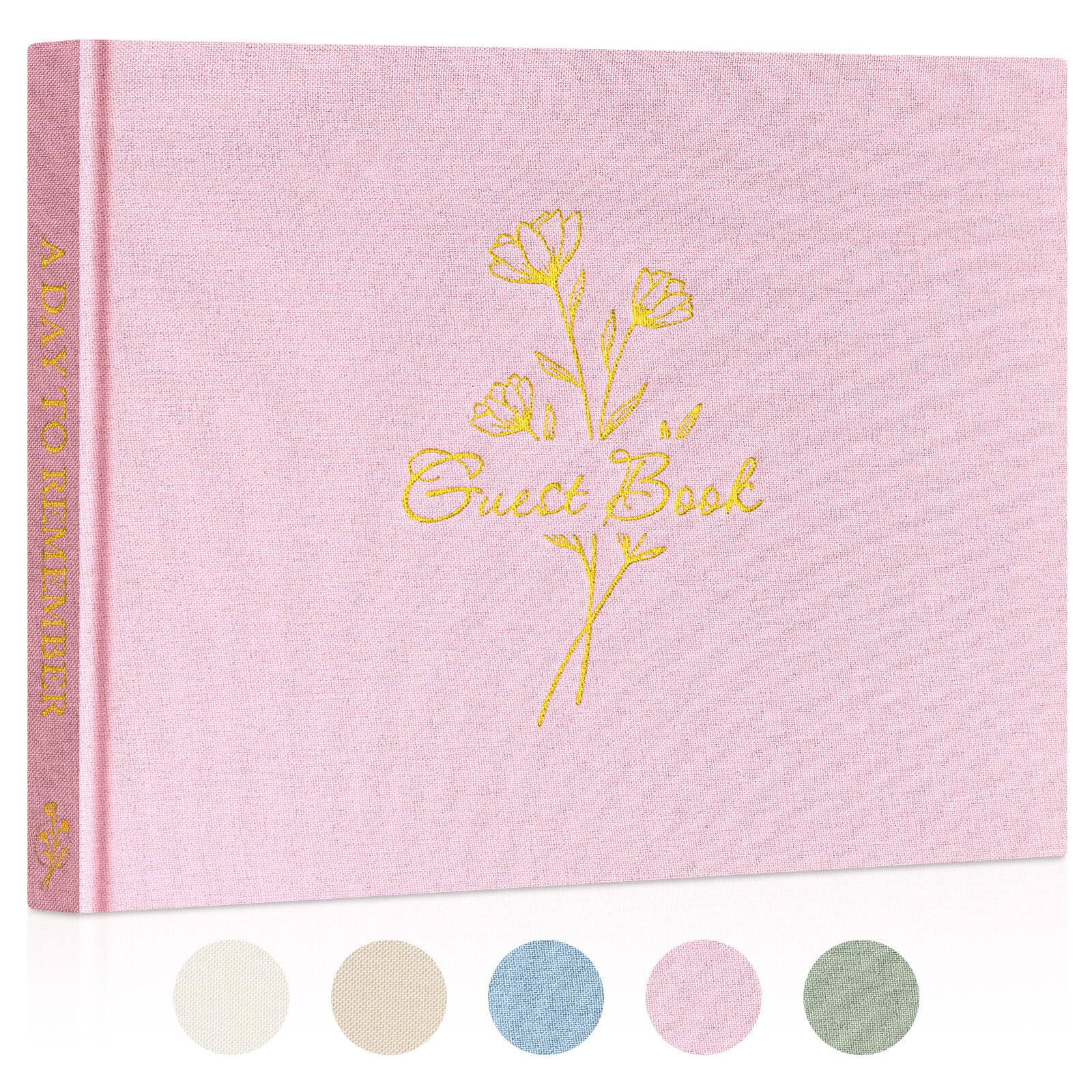 Lanpn Wedding Guest Book with 108 Blank Pages, Elegant Linen Hardcover Guestbook Wedding Reception for Sign in and Photos