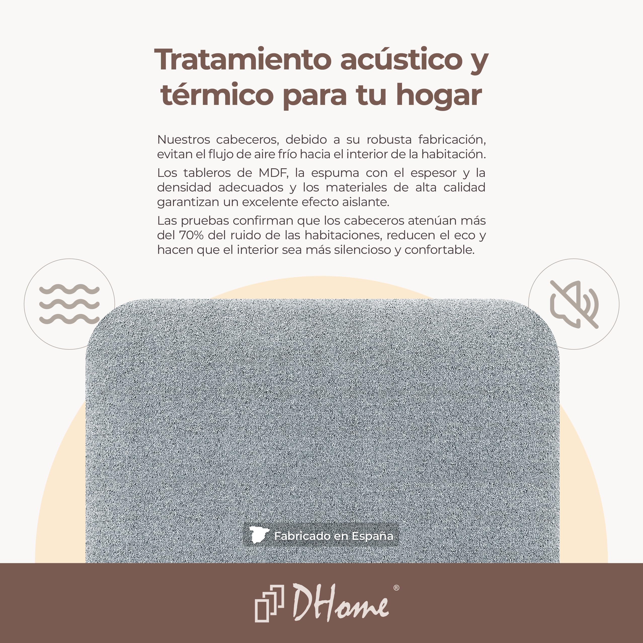 DHOME Testiera Imbottita Liscia Curva in Tessuto Aqualine Altezza 70cm da Parete Fonoassorbente Testiere Assorbenti Testata Letto Camera da Letto (Grigio Perla, 160cm)