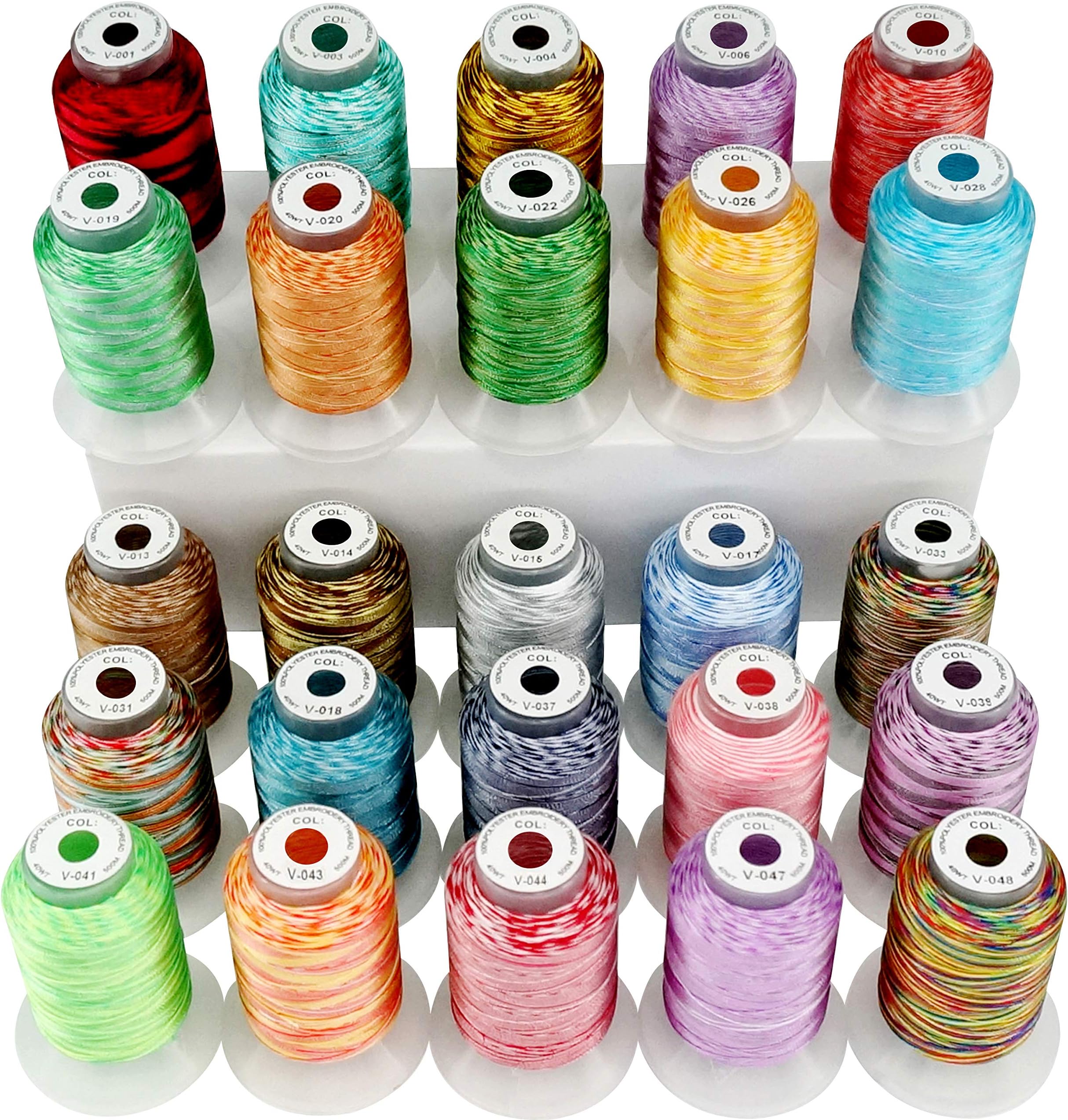 25 Colors Variegated Polyester Machine Embroidery Thread Kit 500M (550Y) Each Spool for Brother Janome Babylock Singer Pfaff Bernina Husqvaran Embroidery and Sewing Machines