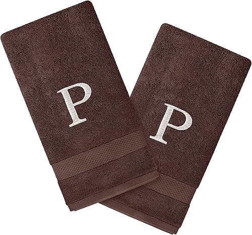 Personalized Passion Juego de 2 toallas de mano con monograma, 16 x 27 pulgadas, algodón turco altamente absorbente y suave, toallas de mano con
