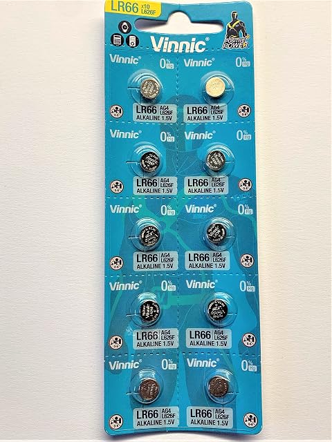 10pk Vinnic Size LR66 V377 377 AG4 L626 Alkaline Watch Battery