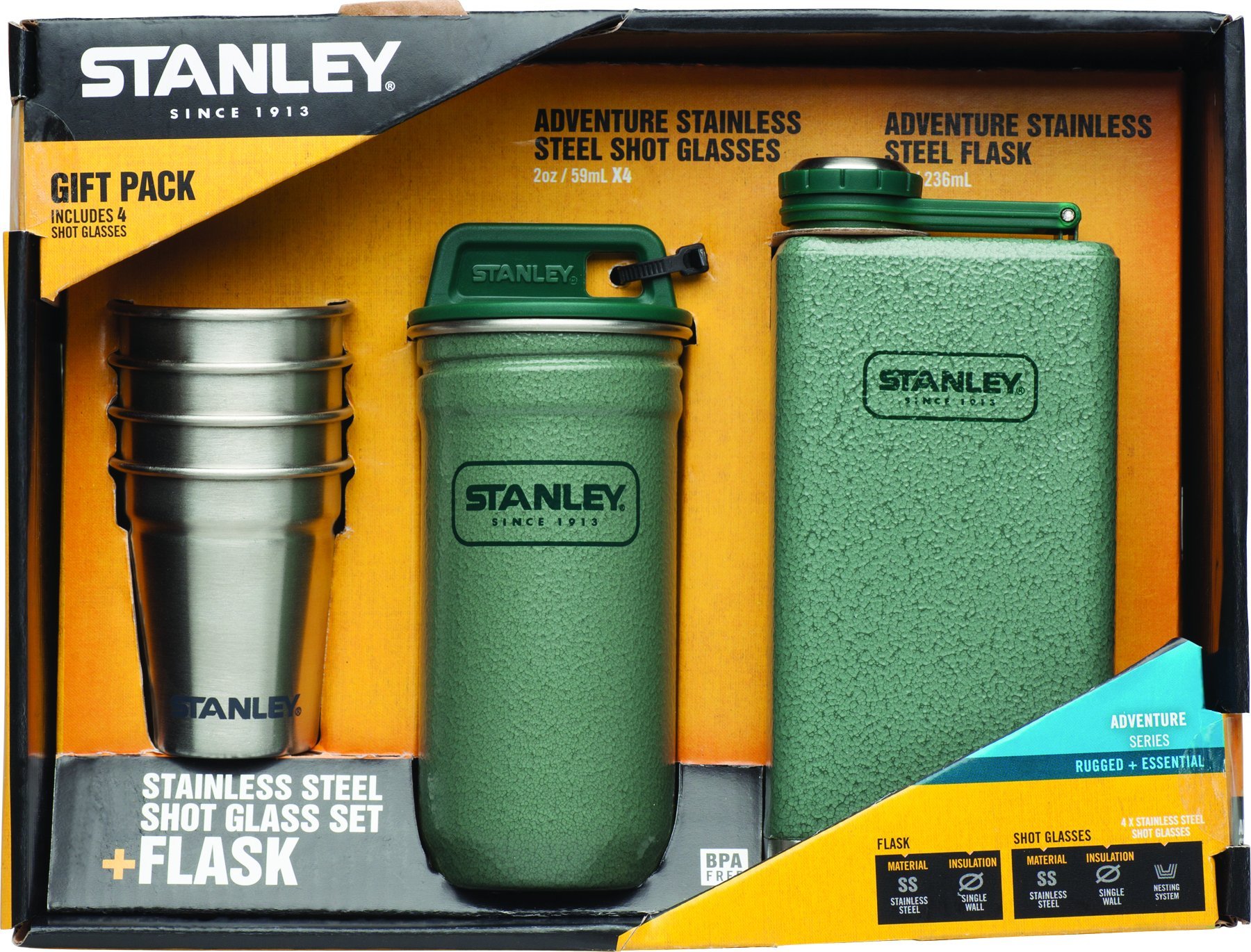 Stanley Adventure Stainless Steel Shots + 8oz Flask Gift Set