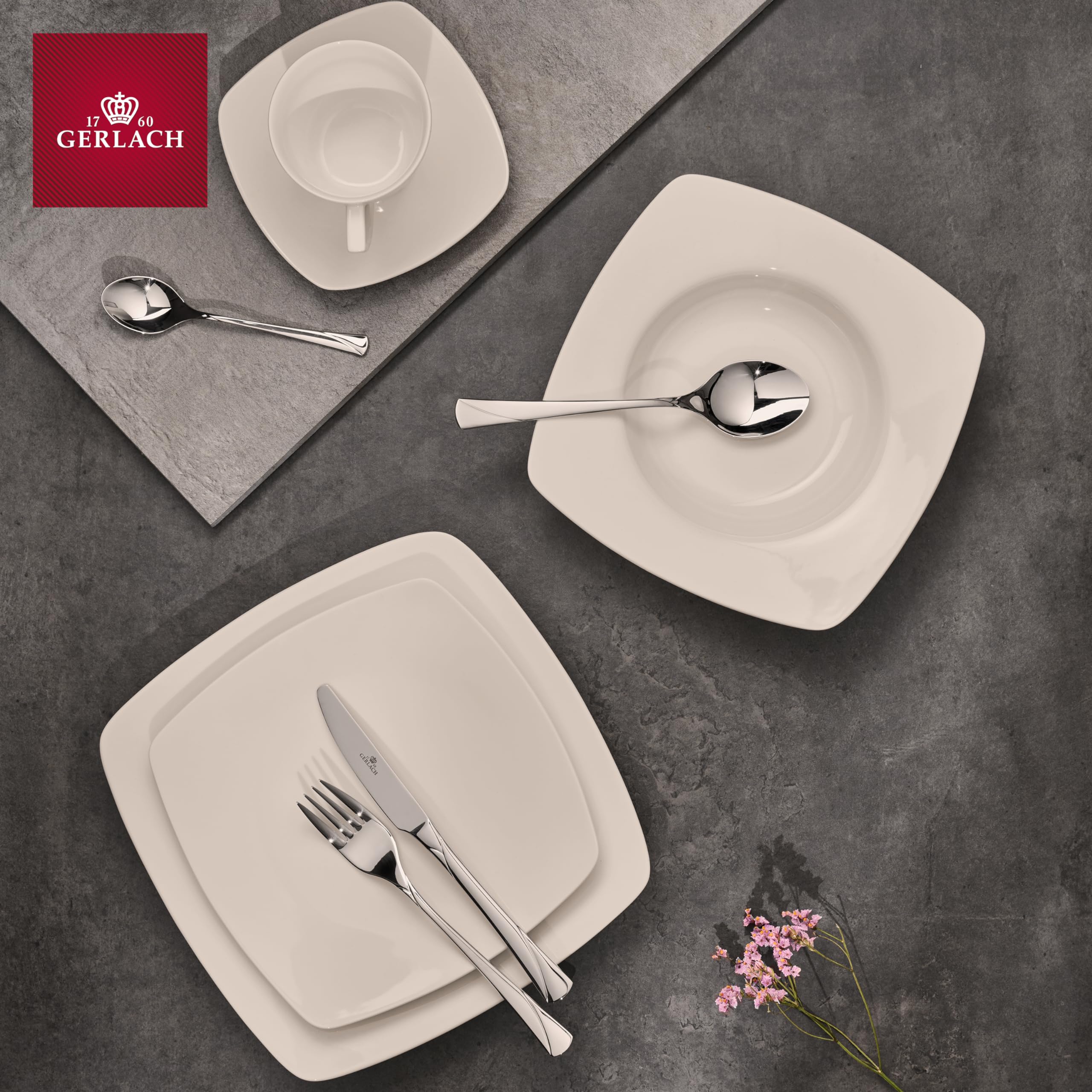 Gerlach Valor Zestaw Talerzy Obiadowych Dla 6 Osób Komplet Porcelanowych Talerzy 18 Elementów Serwis Obiadowy Talerze z Porcelany W Kolorze Kości Słoniowej