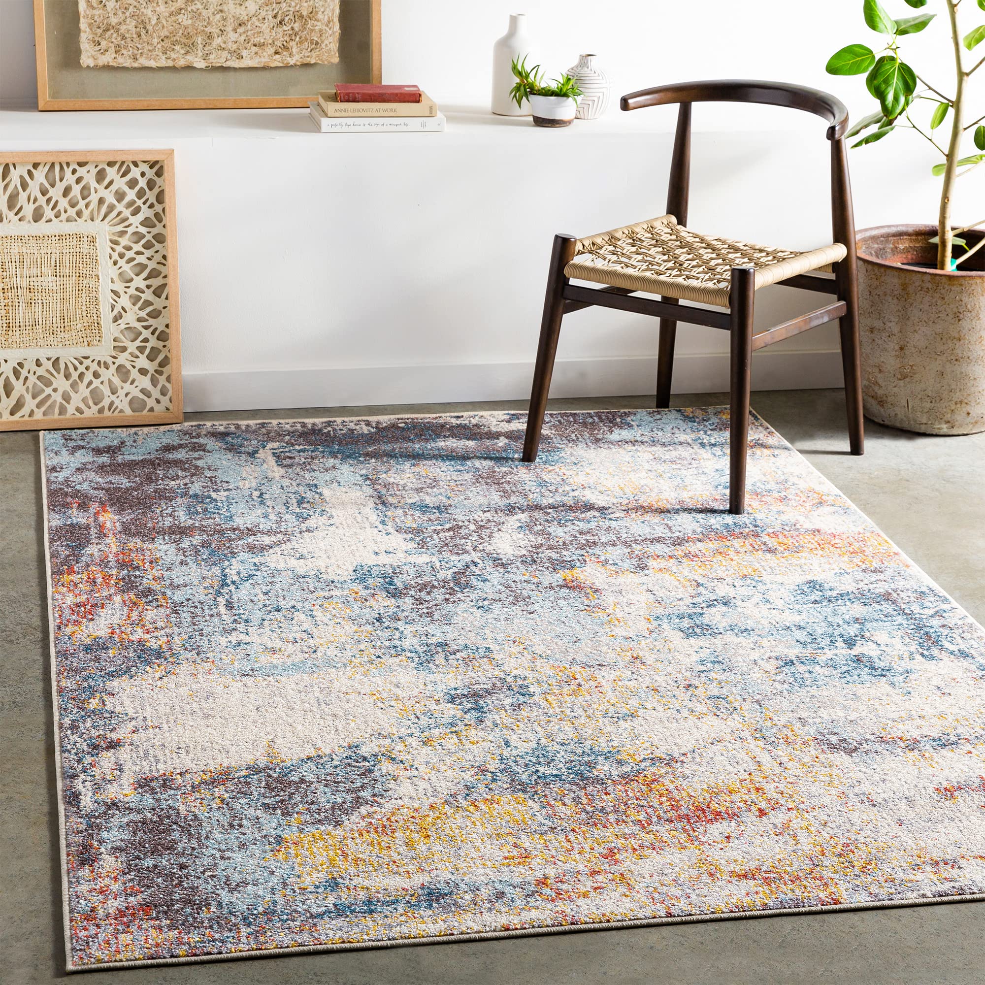 Livabliss Valerie Clearwater Abstract Carpet 160x213 cm, Modern Marble Design for Living Room, Dining, Lounge & Bedroom, Soft Luxurious Easy Care Pile, Blue Ivory Grey