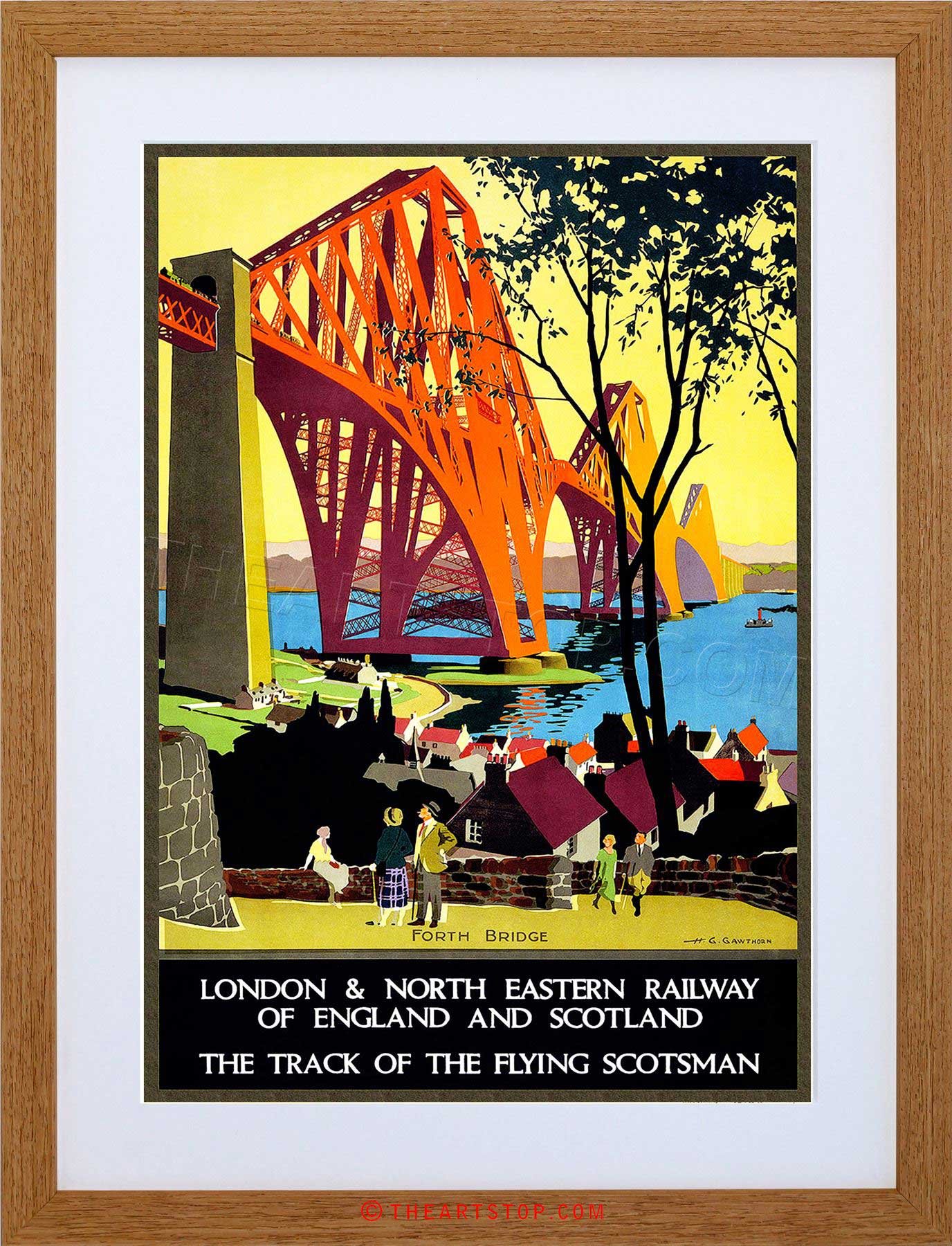 Wee Blue Coo Vintage Ad Railway Flying Scotsman Forth Bridge Framed Wall Art Print