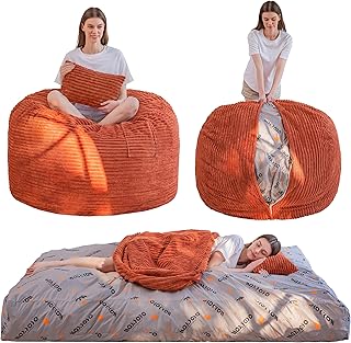 MAXYOYO Giant Bean Bag Chair Bed with Pillow, Convertible Beanbag Sofa to Floor Bed, Lazy Chair Couch with Removable Cove Price In India