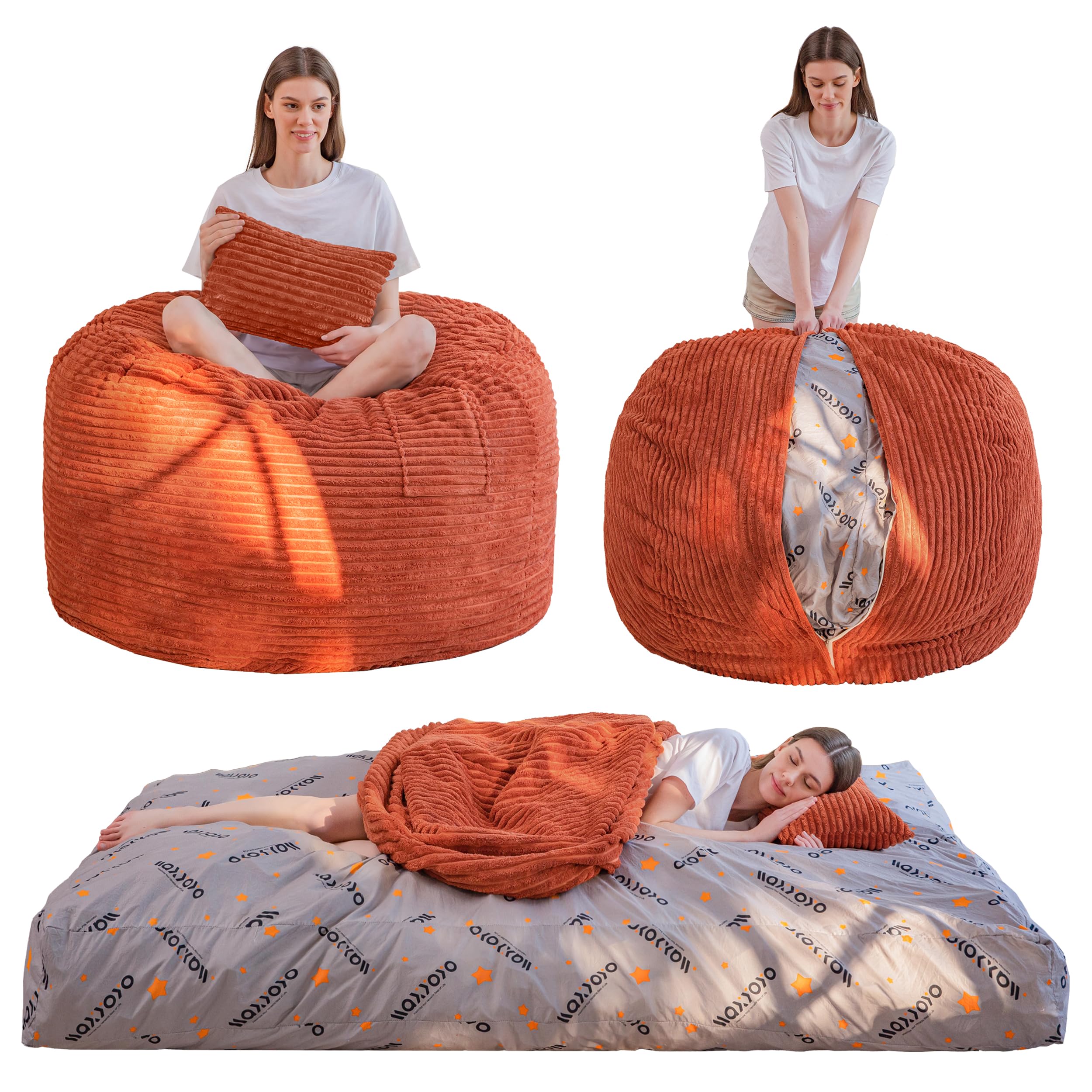 MAXYOYO Bean Bag Chair, Giant Bean Bag Chair for Adults with Pillow