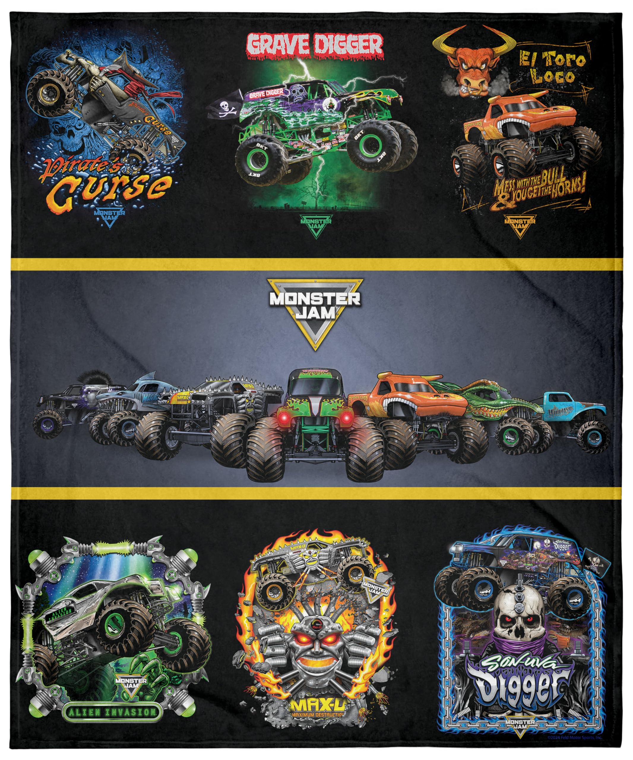 Monster Jam Grave Digger and Company Monster Truck Silk Touch Soft Fleece Plush Throw Blanket
