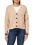 Womens Boxy Varsity Cable Cardigan
