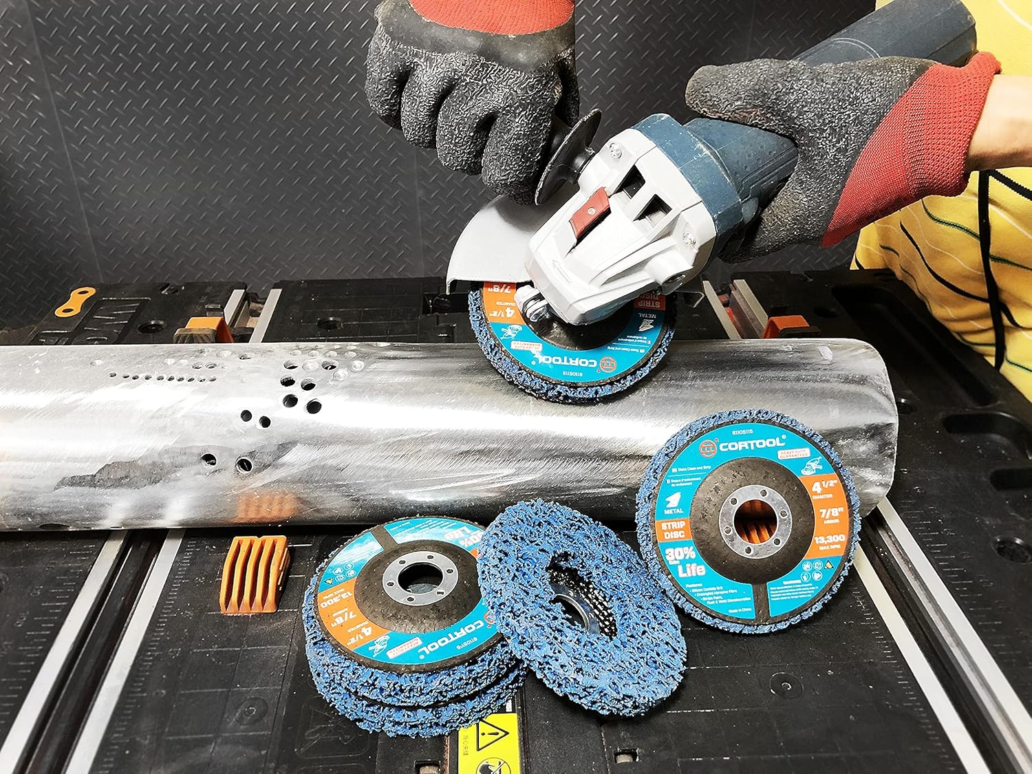 Strip Discs Stripping Wheel for Angle Grinder, Paint Remover Stripper for Metal/Wood, Clean Paint Rust Oxidation Welds - CORTOOL 5 Pack Premium Silicon Carbide Strip Discs (4-1/2" x 7/8")