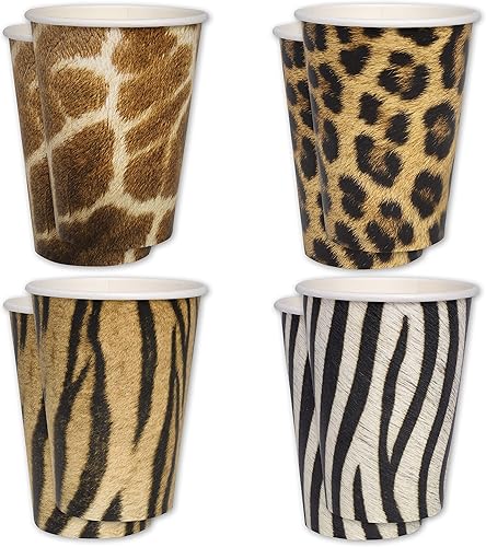 Havercamp Fiesta temática de leopardo para 24 invitados. Incluye 24 platos llanos y 24 platos laterales. Leopardo fotorealista para un cumpleaños