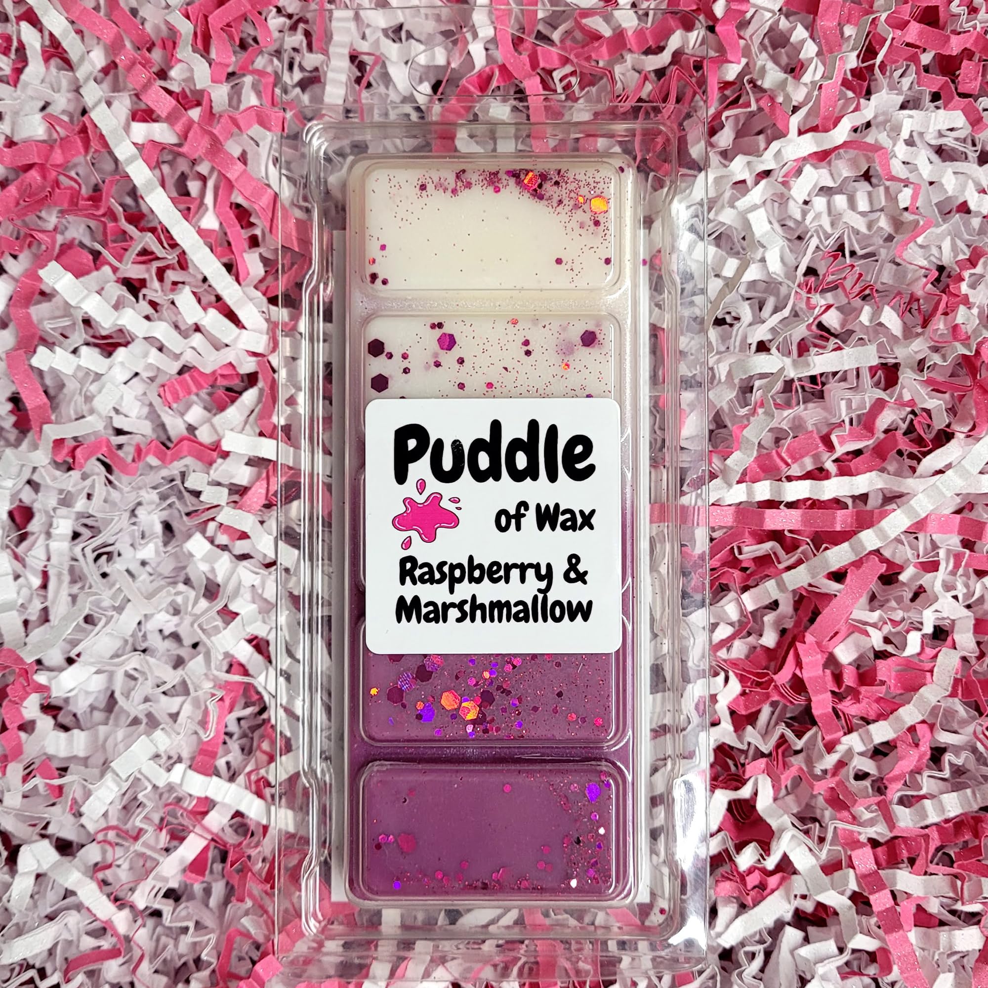 Puddle of Wax - Raspberry & Marshmallow Soy Wax Melt Snap Bar - 50g - Sweet Scent - Vegan Friendly - Made in the UK