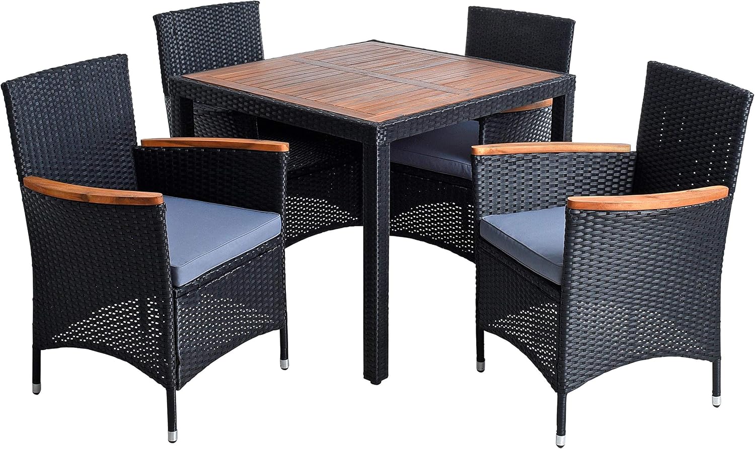 ESTEXO Polyrattan Gartenstuhl Set 2er - Balkonstühle Mit Kissen, Farbe Beige-Braun
