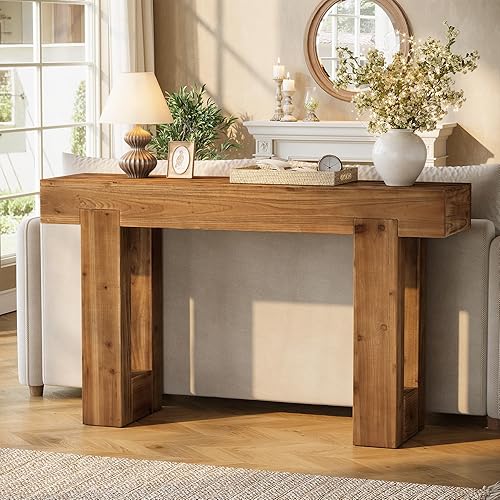 Miniatura 5 de Solid Wood Console Table, 55-Inch Farmhouse Sofa Table Behind The Couch, Rectangle Entryway Furniture Accent Console with Double Base for Entrance,