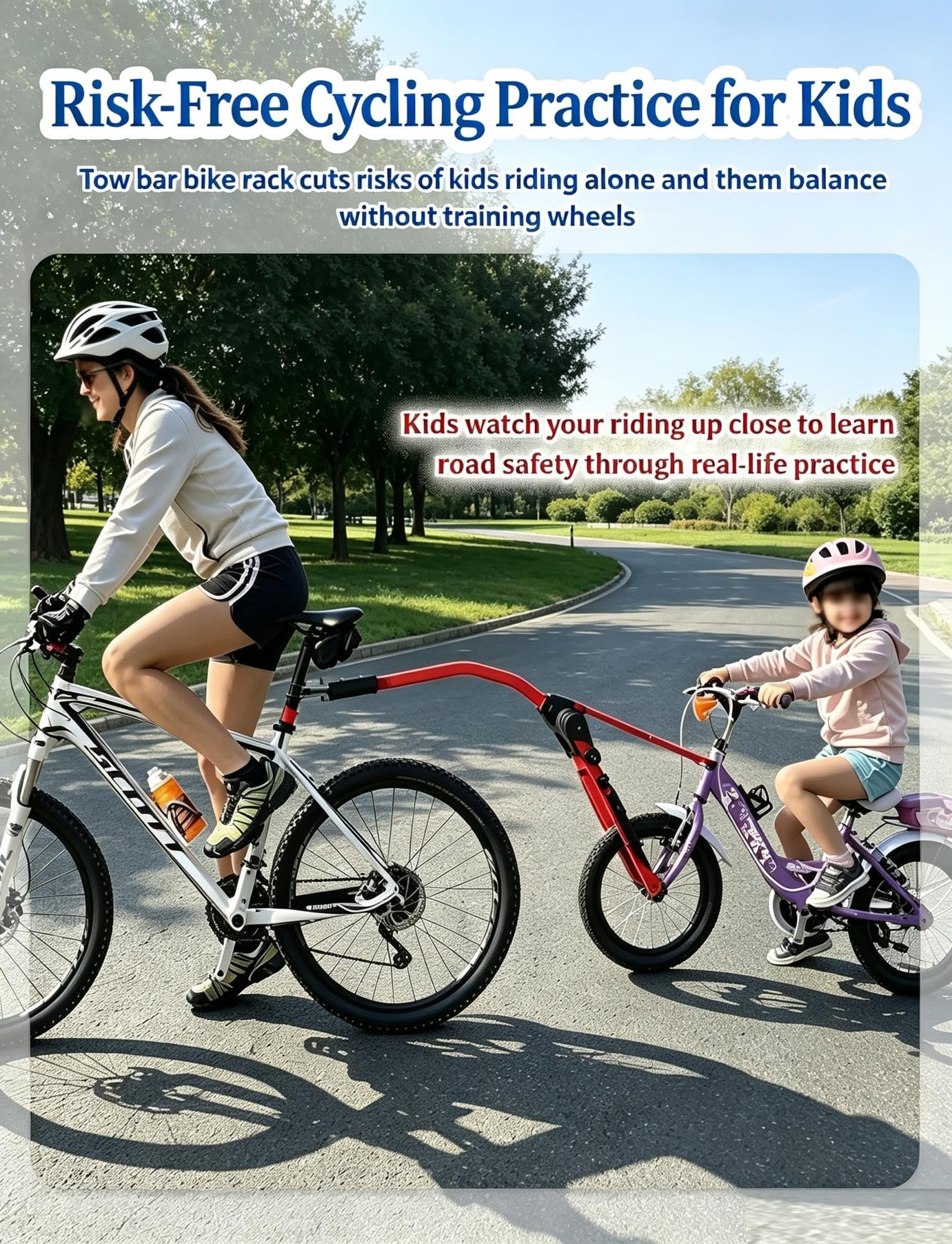 Genérico Barra Remolque Bicicleta Ajustable for Paseos Familiares