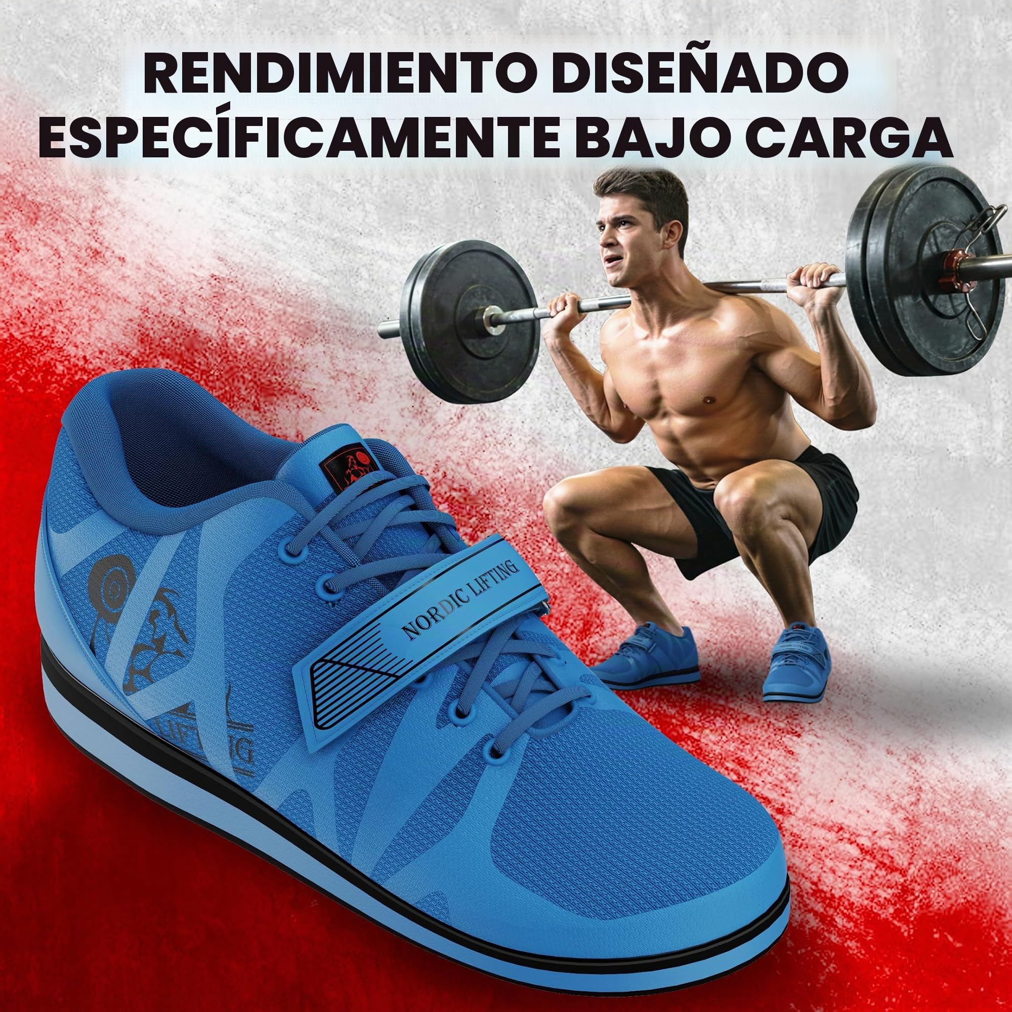 Nordic Lifting Zapatillas de Powerlifting para Entrenamientos Pesados - Las Mejores Zapatillas para Sentadillas y Levantamiento de Pesas para Hombre - MEGIN