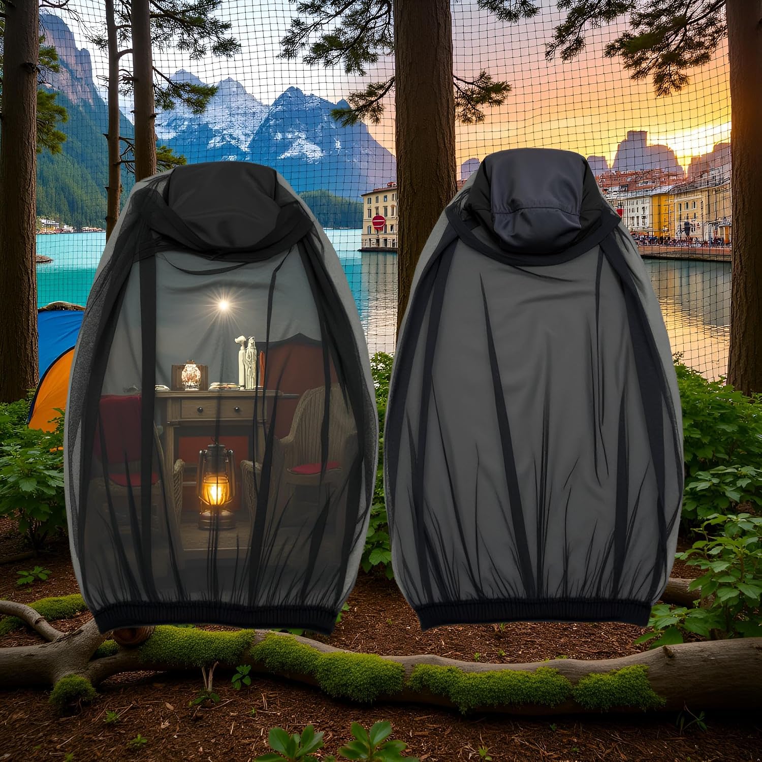 Black Mosquitoes Head Net Face Neck Fly Netting Hoods from Bugs Protections Screen Net for Camping Travel Hiking Wearables