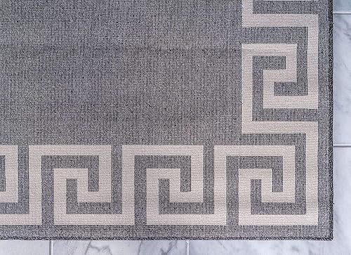 Miniatura 9 de Unique Loom Athens Collection - Alfombra clásica geométrica con diseño de borde moderno, 5 x 8 pies, color carbónbeige